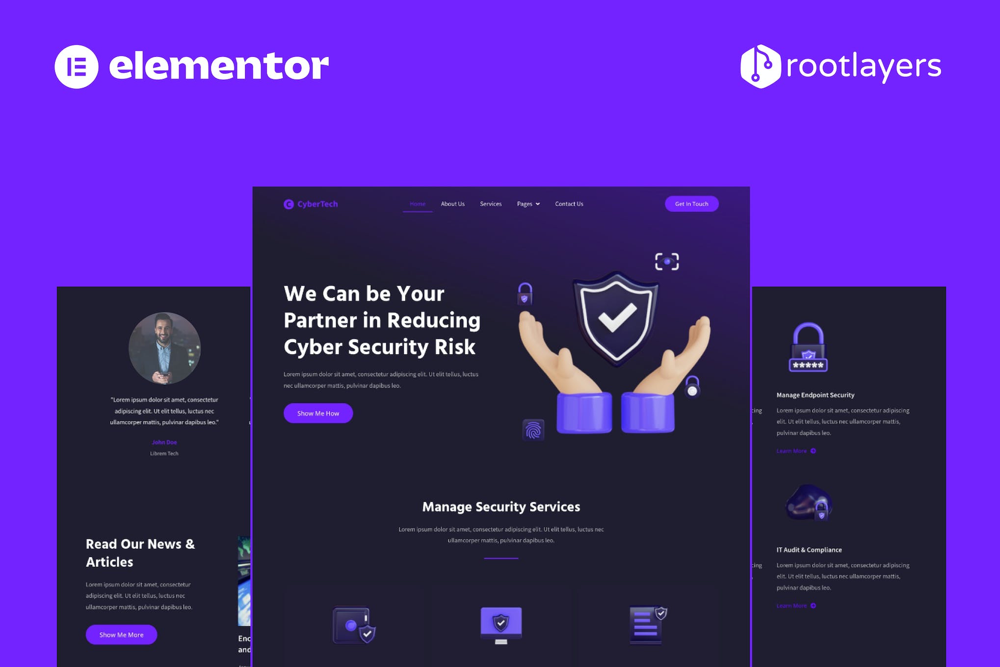 Cybertech – Cyber Security Elementor Pro Full Site Template Kit