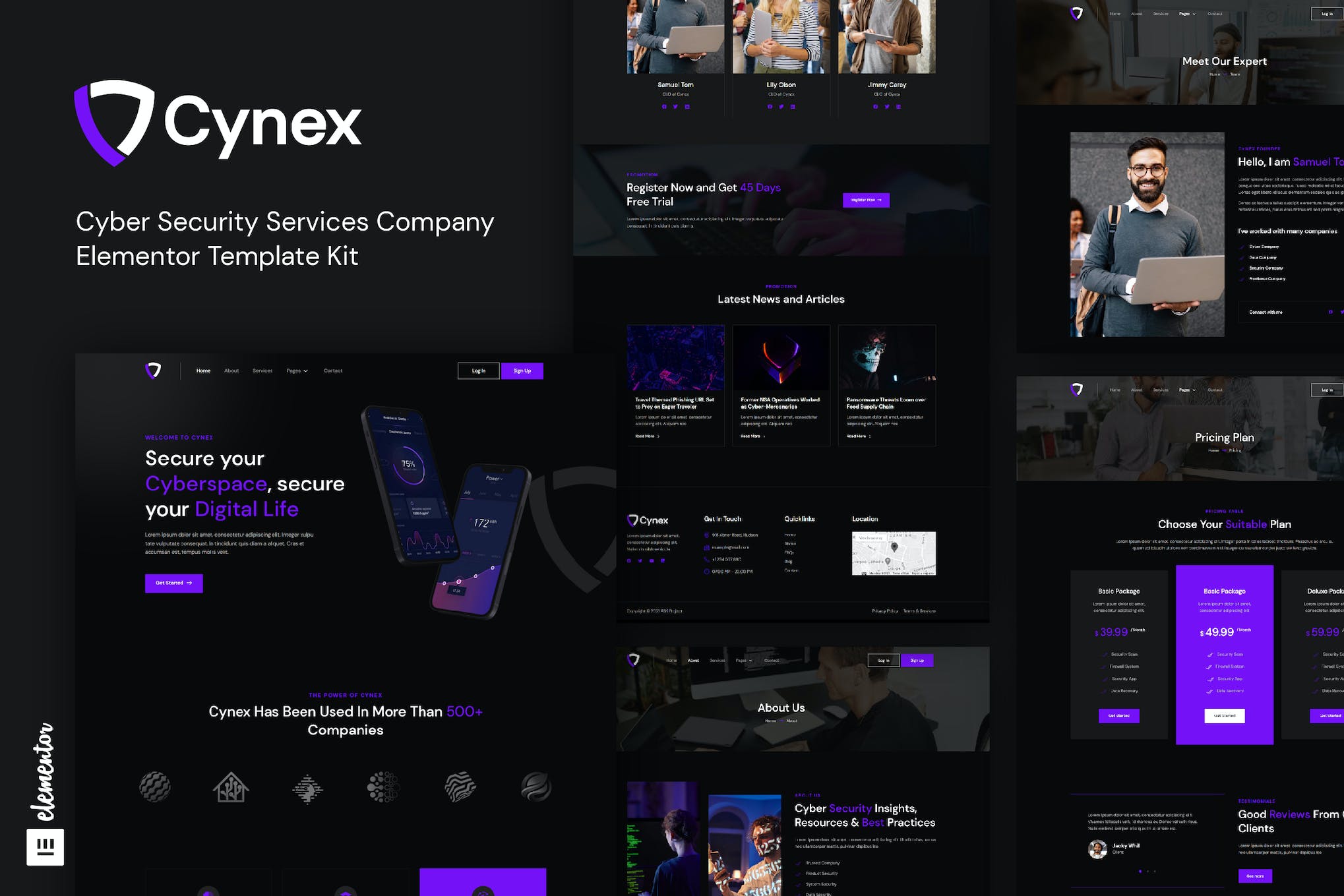 Cynex – Cyber Security Services Company Elementor Template Kit