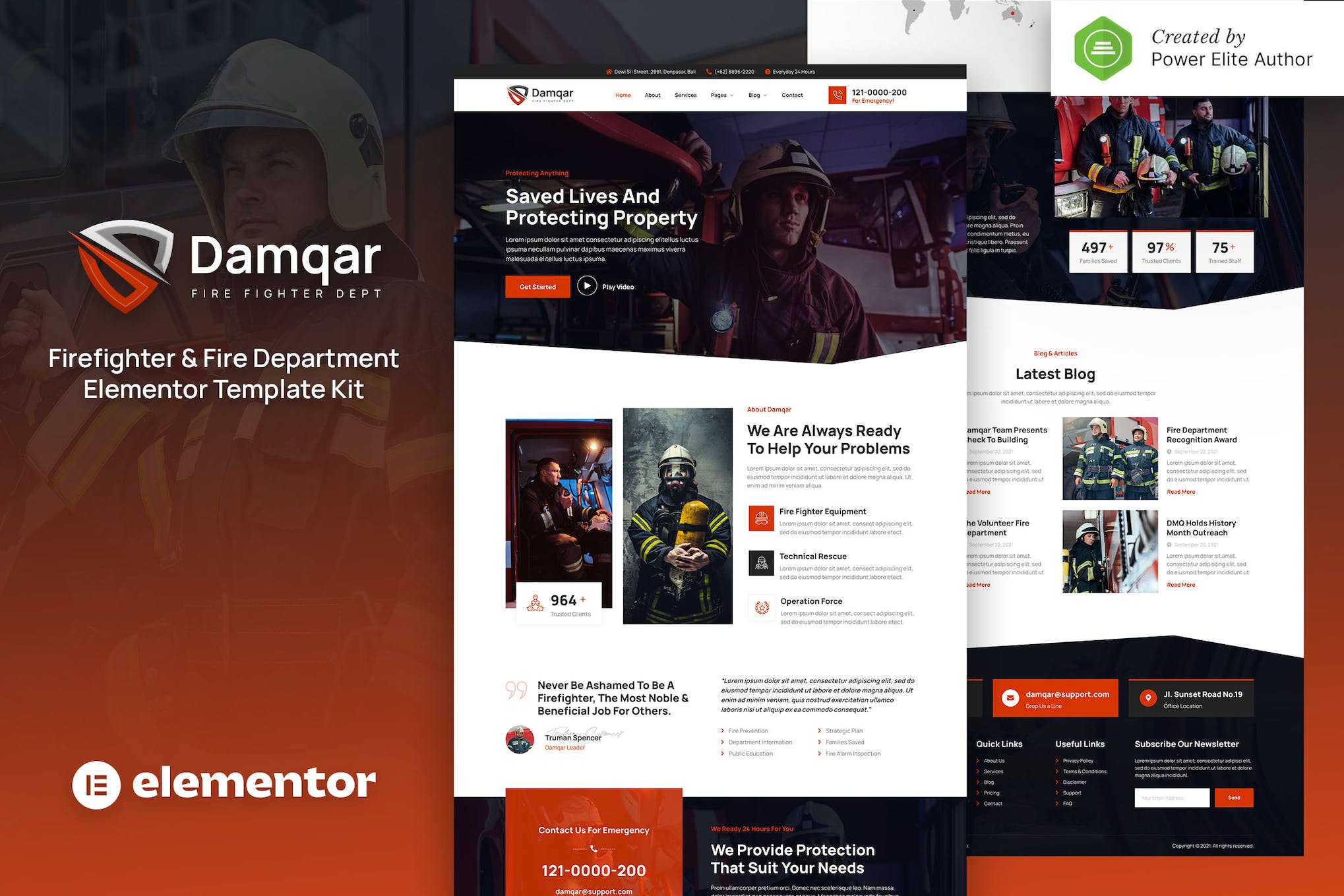 Damqar – Firefighter & Fire Department Elementor Template Kit