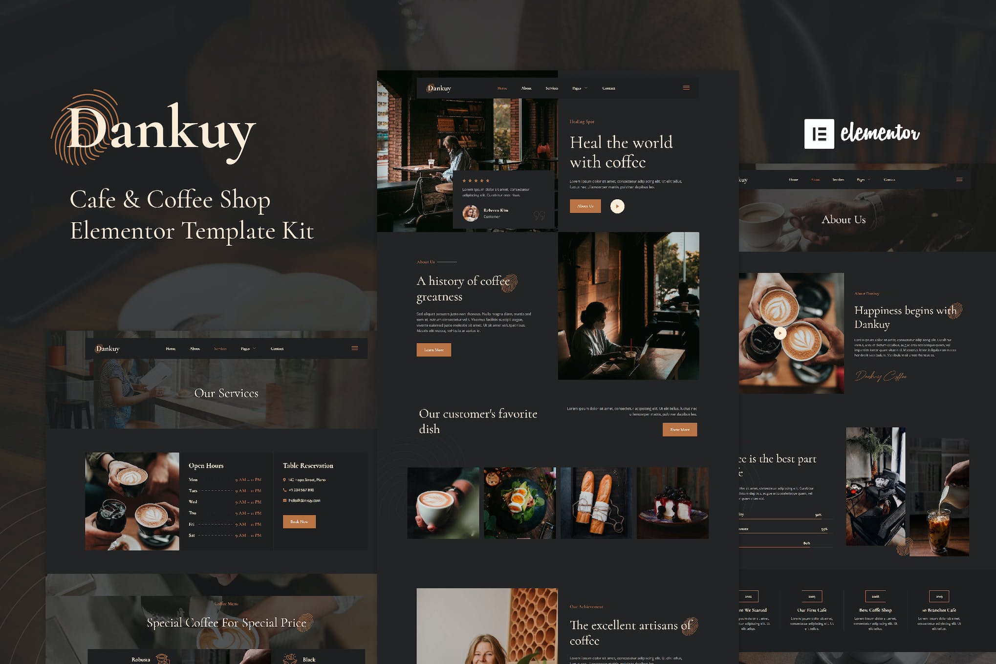 Dankuy – Cafe & Coffee Shop Elementor Template Kit