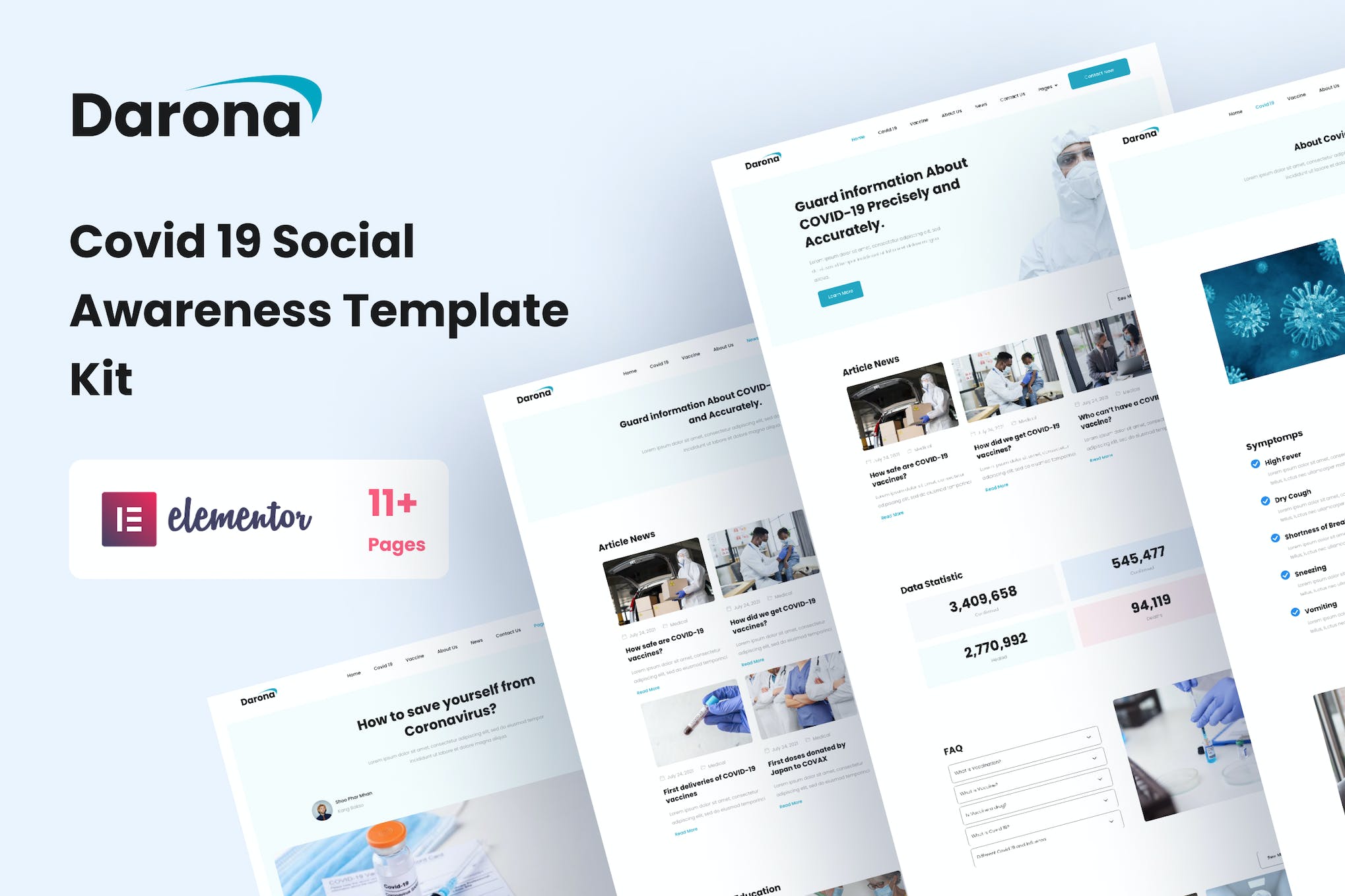 Darona – COVID-19 Social Awareness Elementor Template Kit