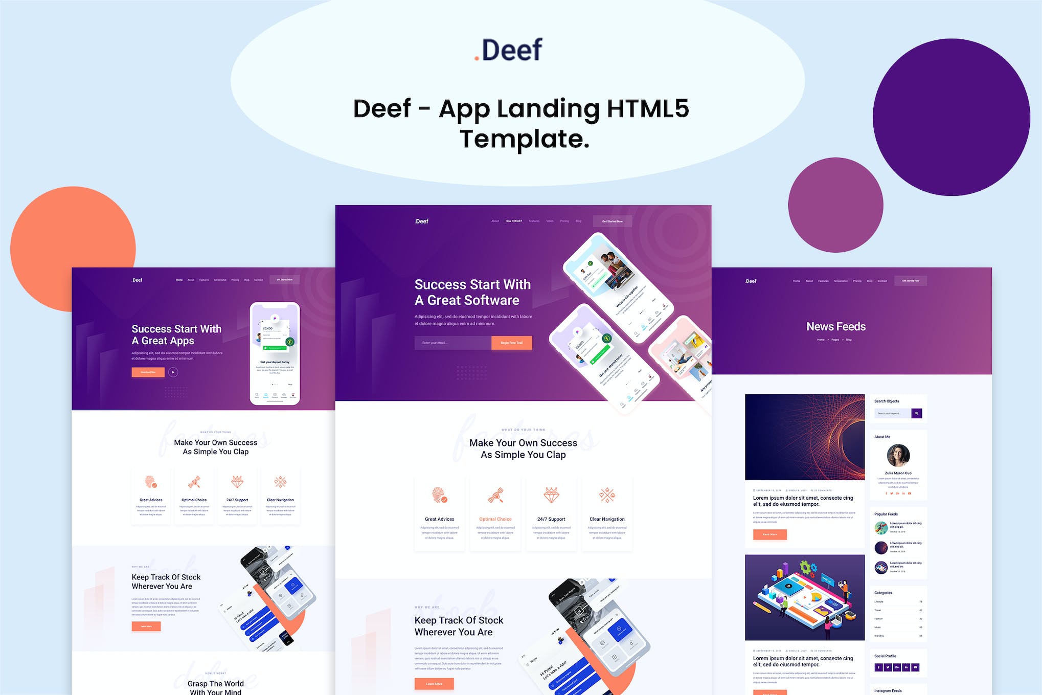 Deef – App Landing HTML5 Template