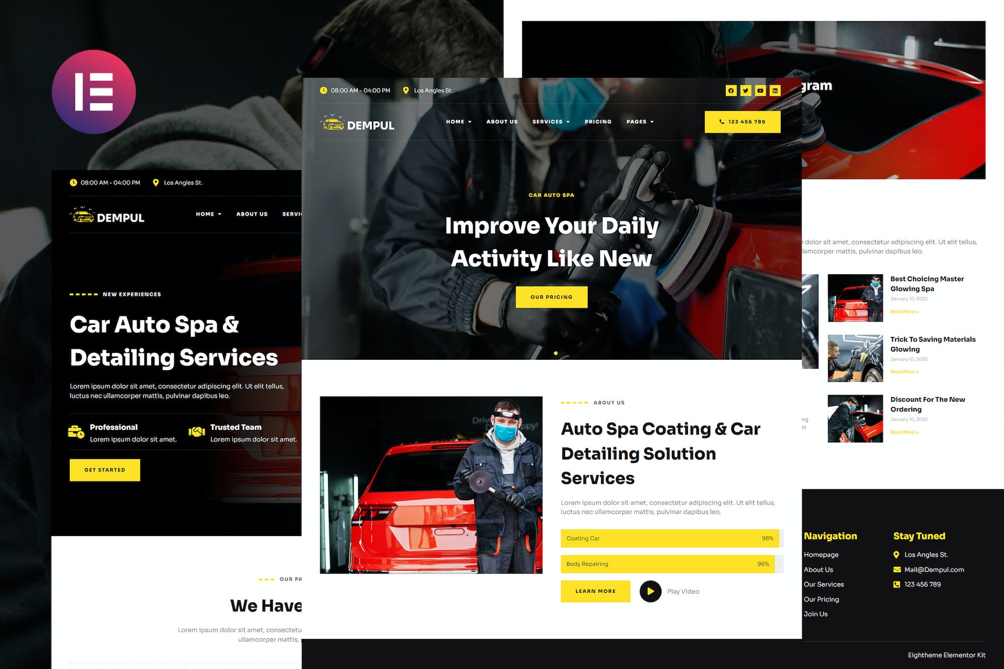 Dempul – Car Auto Spa & Detailing Services Elementor Template Kit