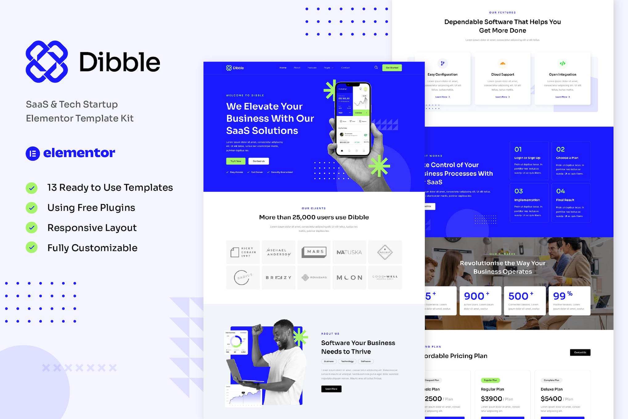 Dibble – SaaS & Tech Startup Elementor Template Kit