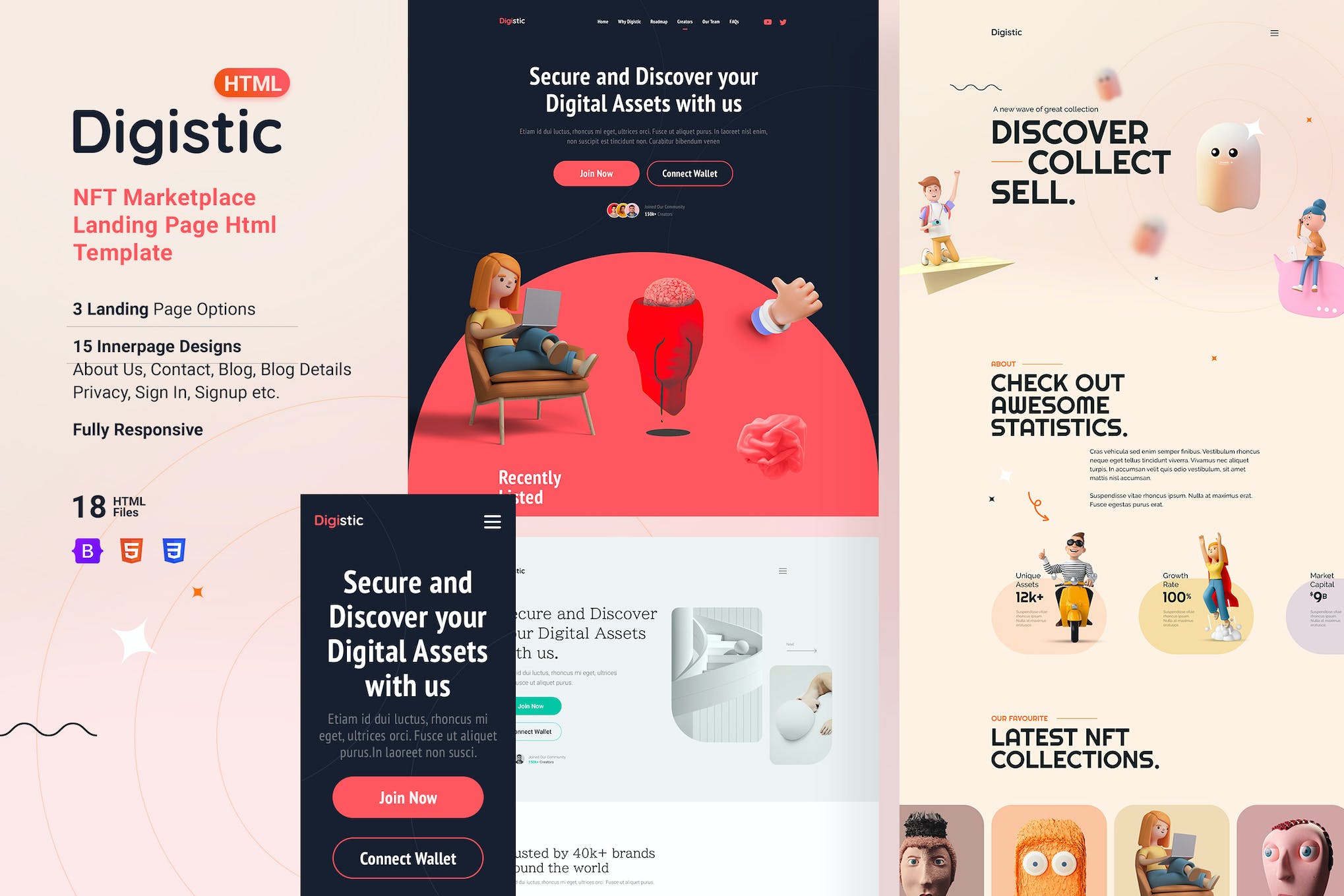 Digistic – NFT Marketplace HTML Landing Page