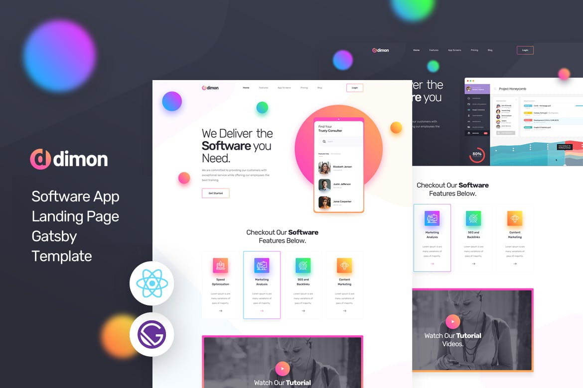 Dimon – Gatsby React App Landing Page Template