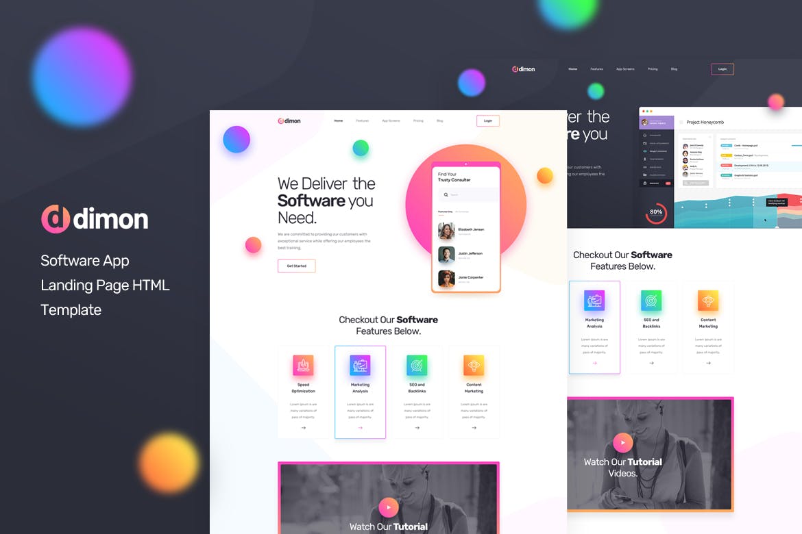 Dimon – Software App Landing Page HTML Template