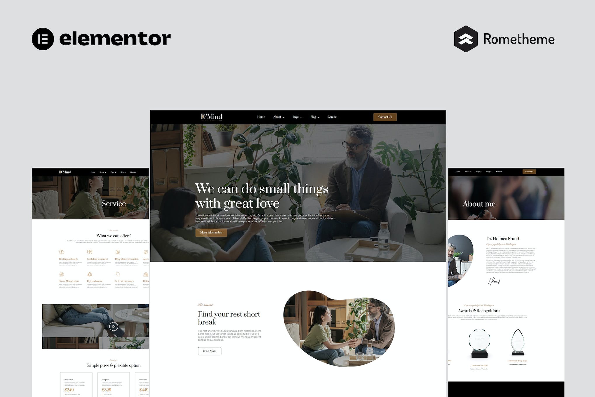 D’Mind – Psychology & Counseling Elementor Pro Full Site Template Kit