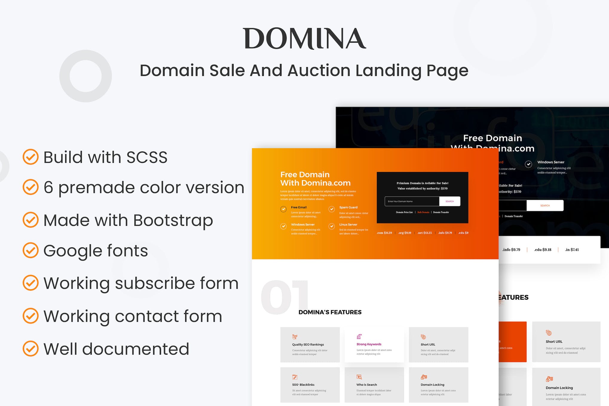 DOMINA – Domain Sale And Auction Landing Page