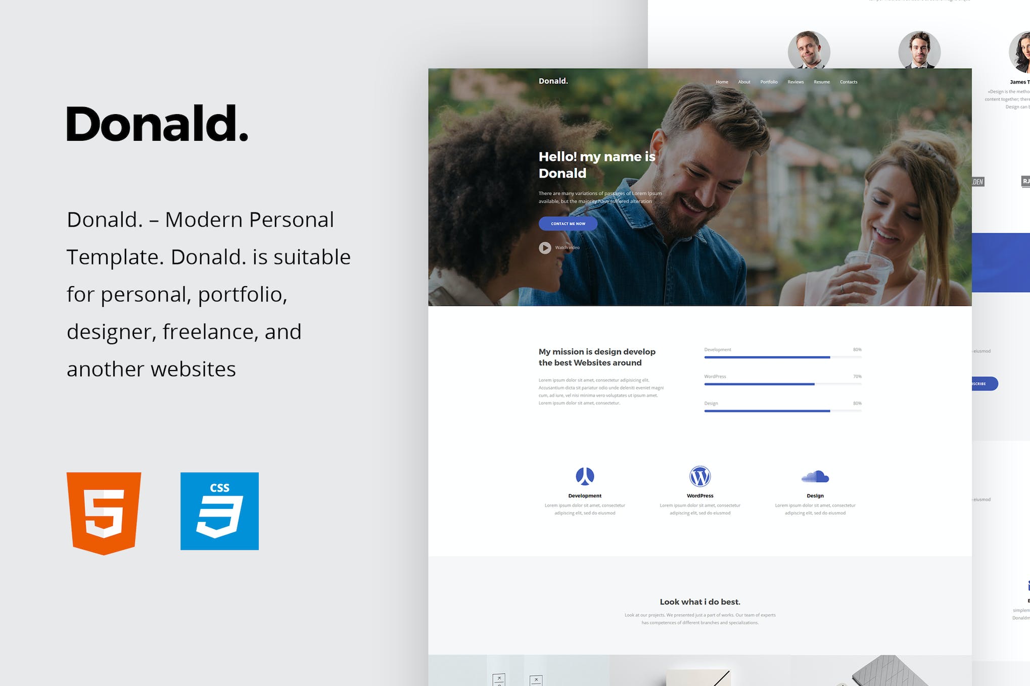 Donald – Personal Onepage HTML Template