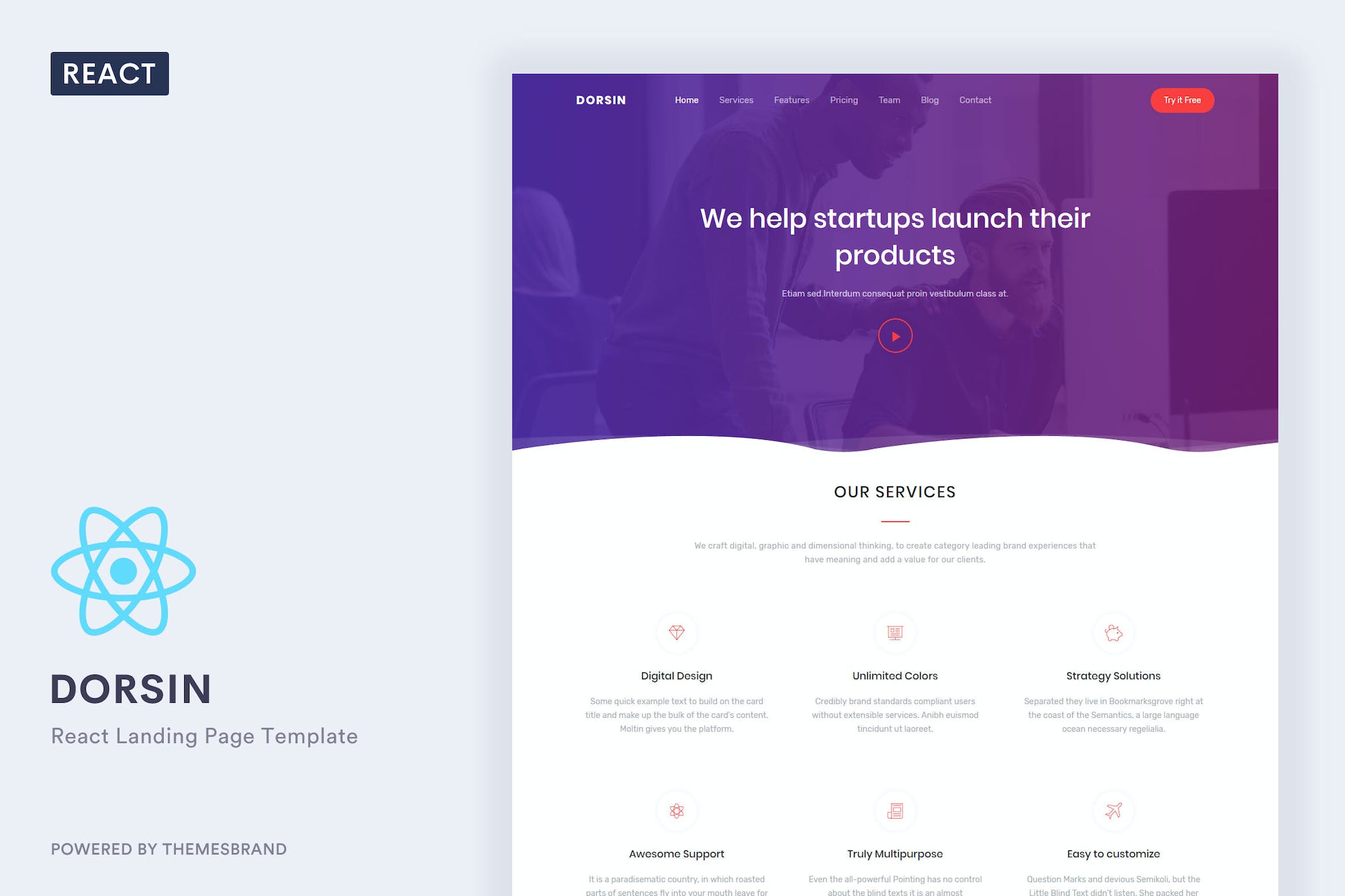 Dorsin – React Landing Page Template