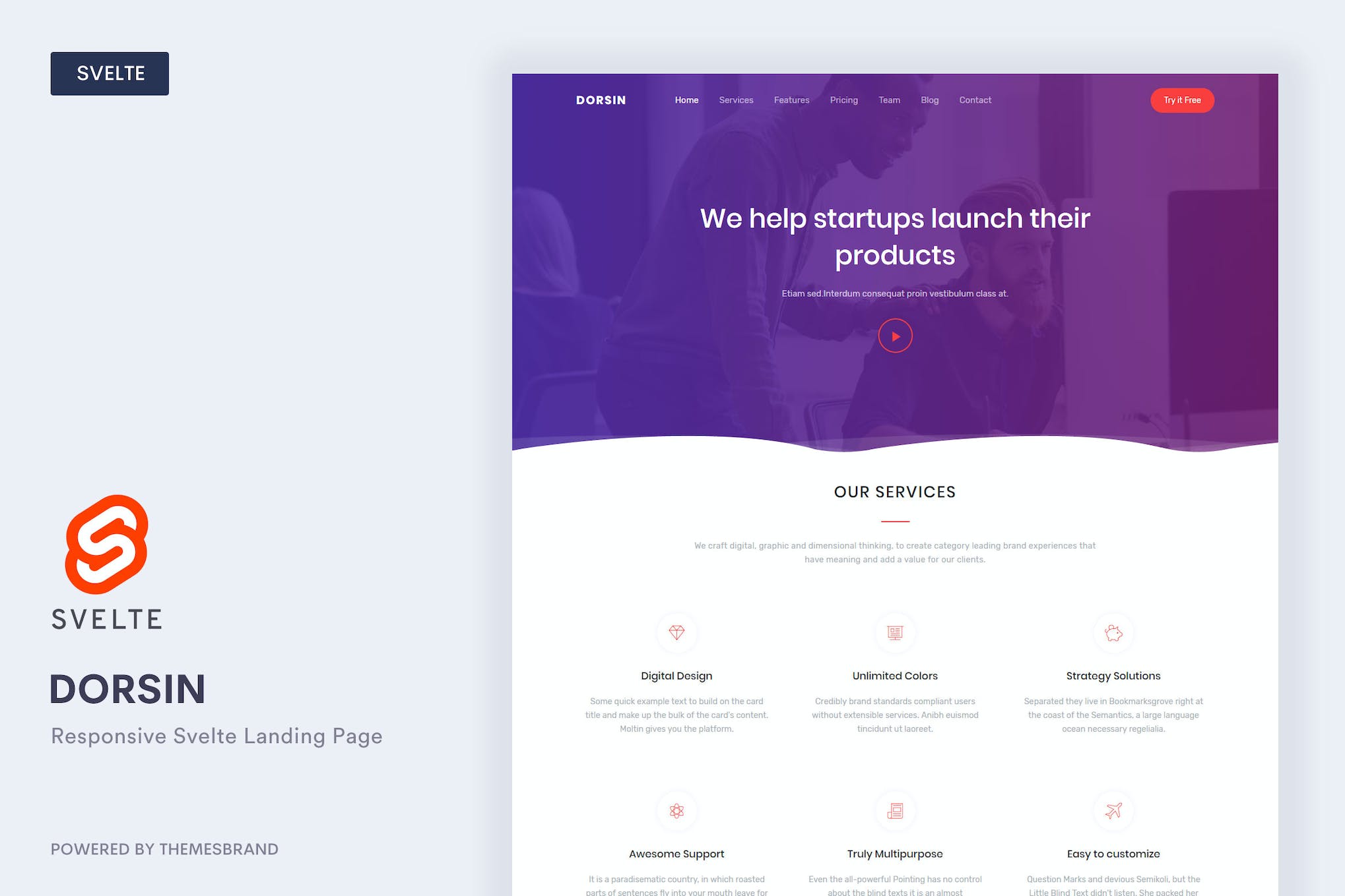 Dorsin – Svelte Landing Page Template