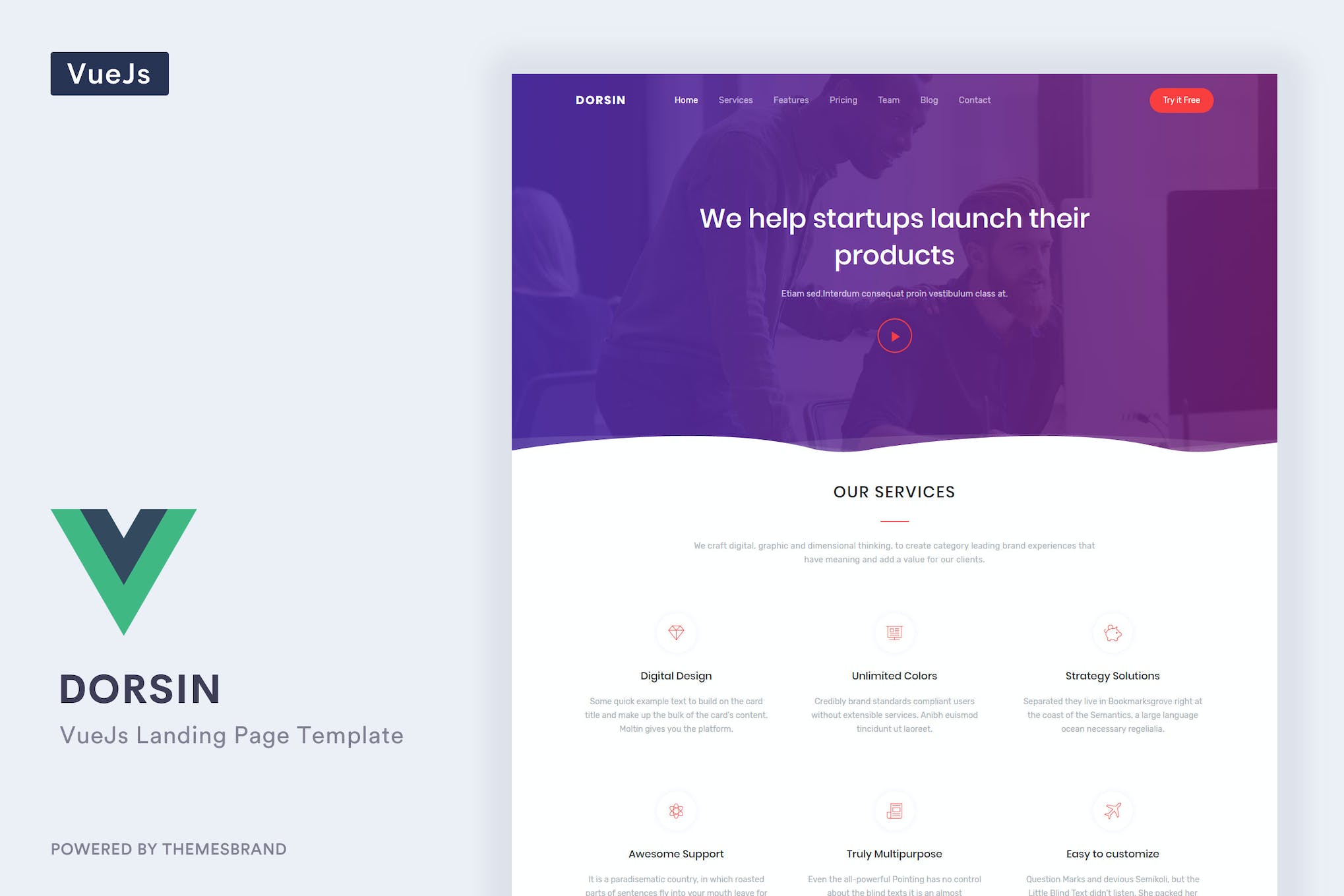 Dorsin Vue – Vue Js Landing Page Template