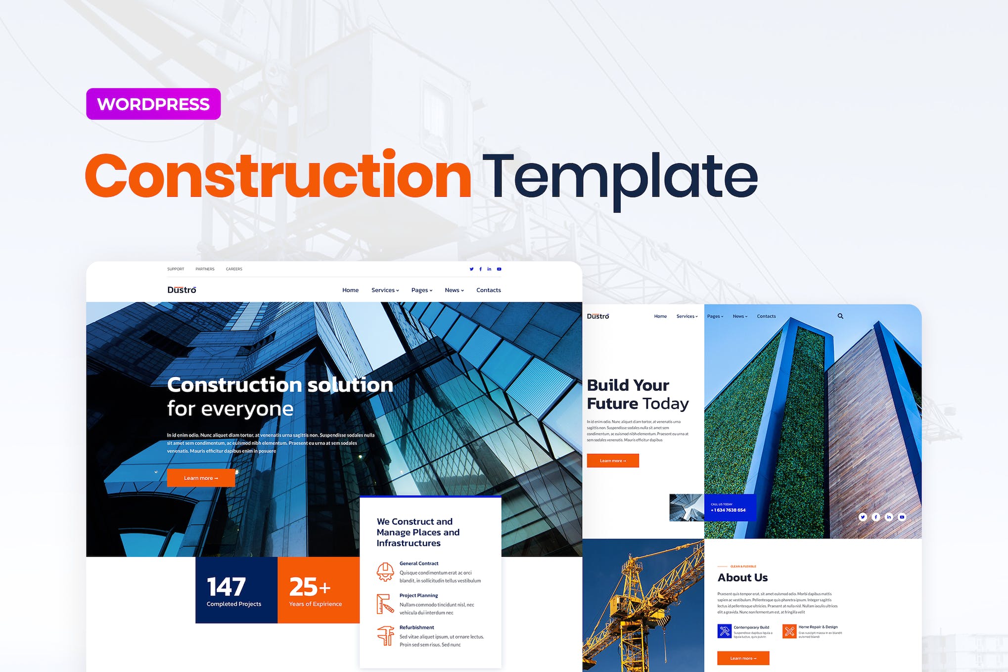 Dustro – Construction Company Elementor Template Kit