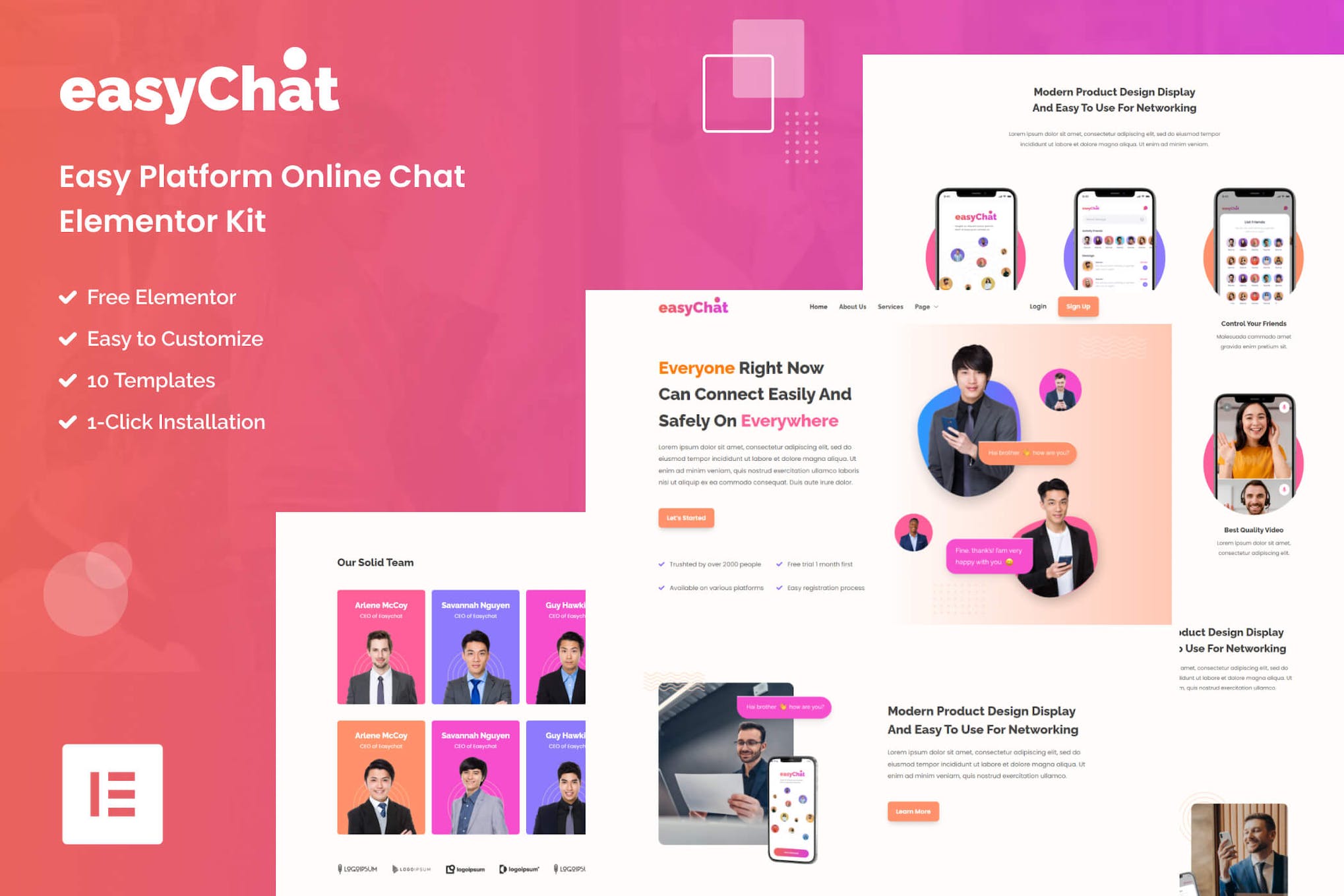 EasyChat – Online App Startup Elementor Template Kit