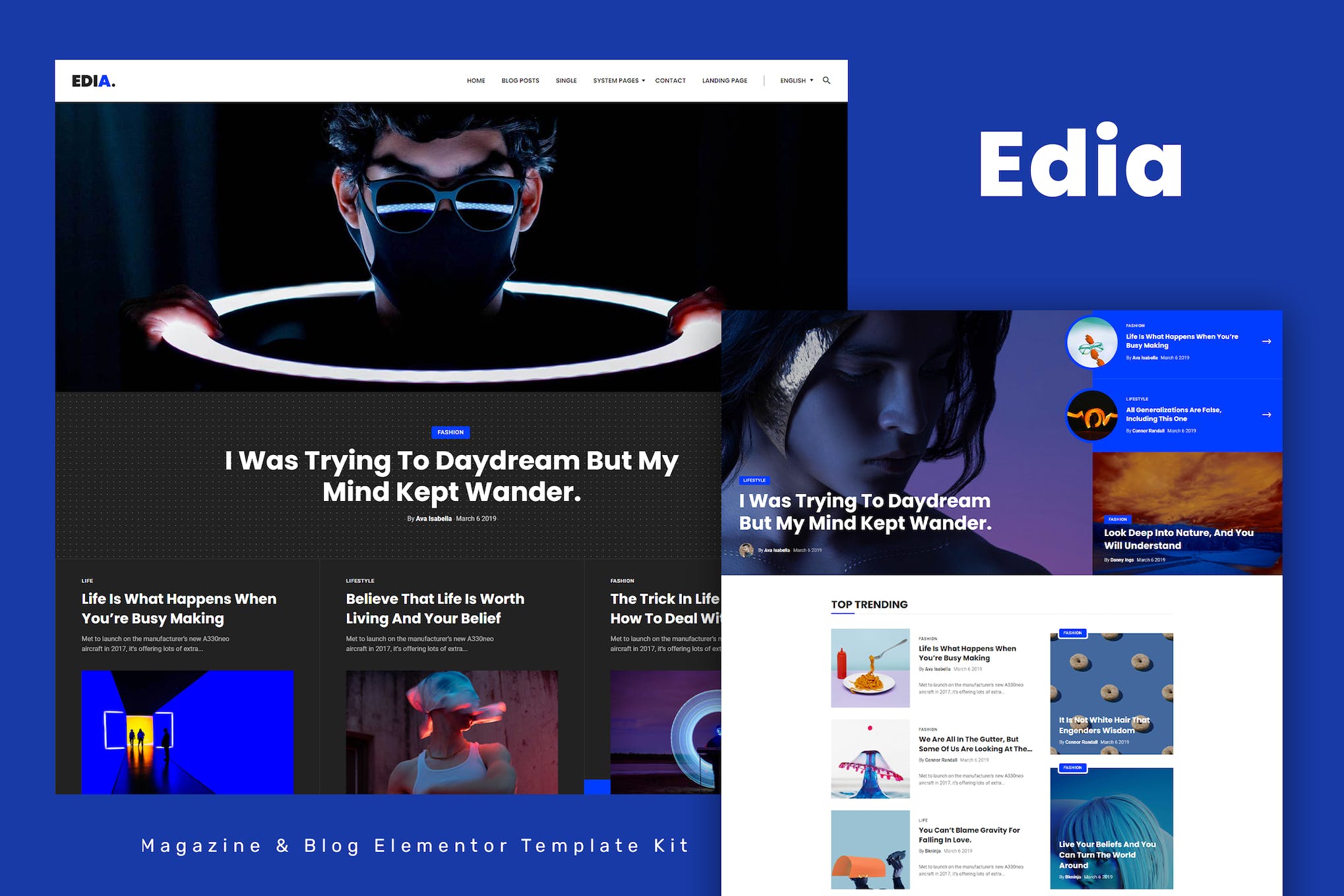 Edia – Blog & Magazine Elementor  Template Kit