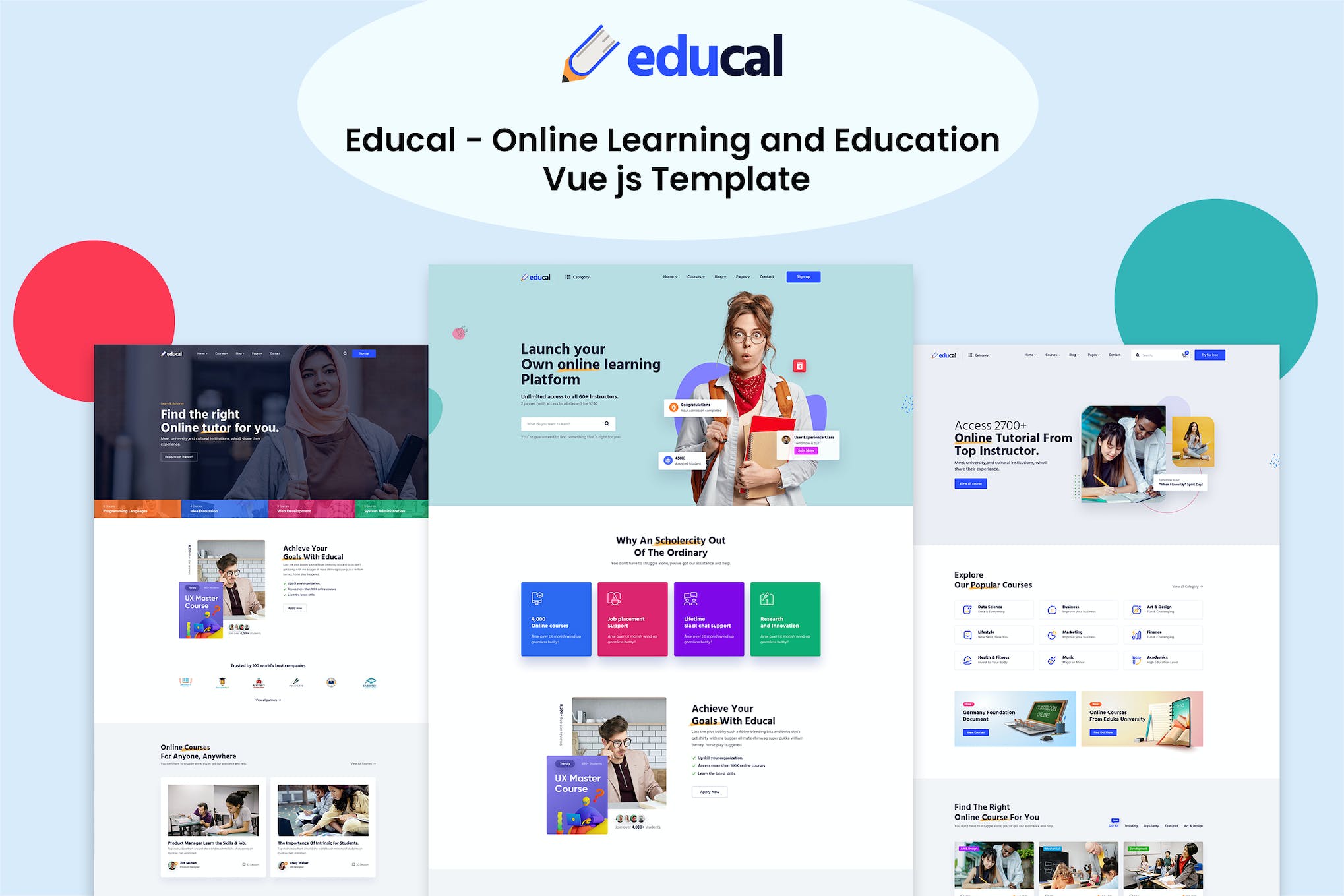 Educal – Online Course & Education Vue js Template