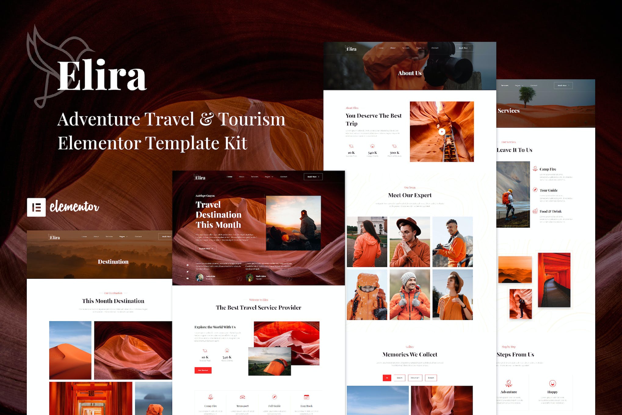 Elira – Adventure Travel & Tourism Elementor Template Kit