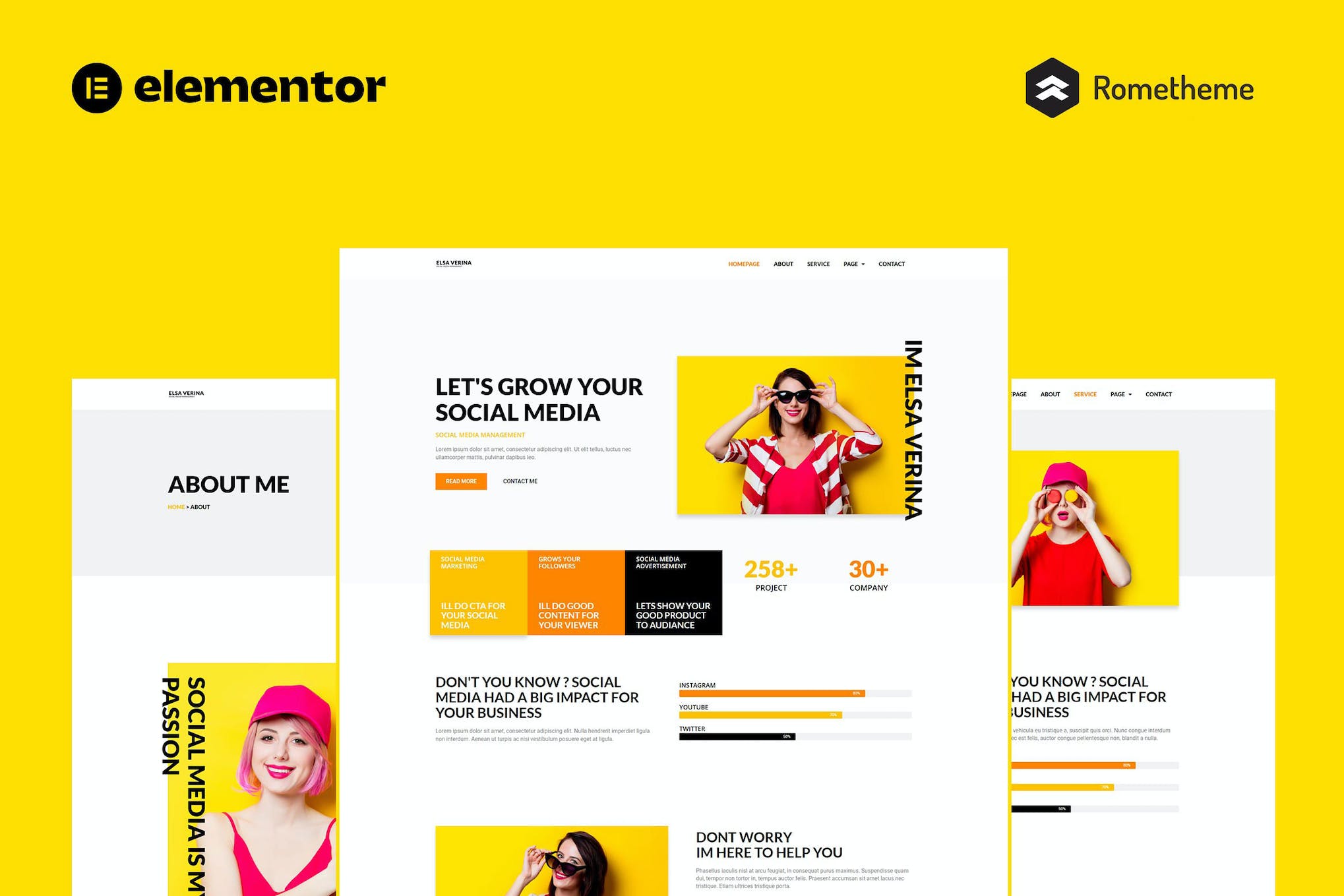 Elsa – Social Media Marketing & Management Elementor Pro Full Site Template Kit