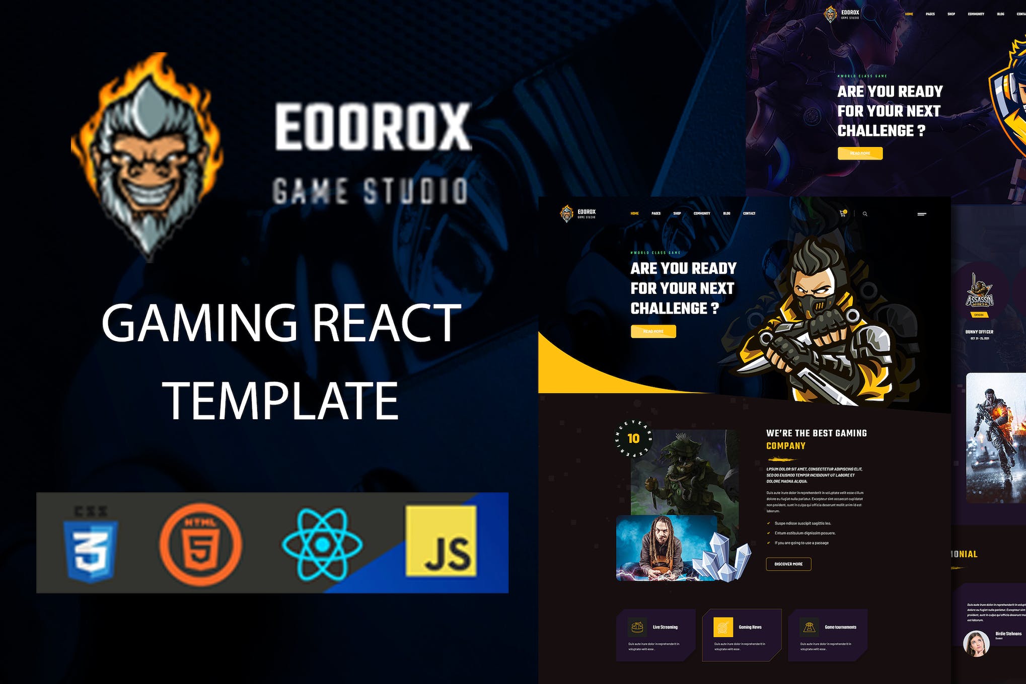 Eoorox – React Gaming and eSports Template