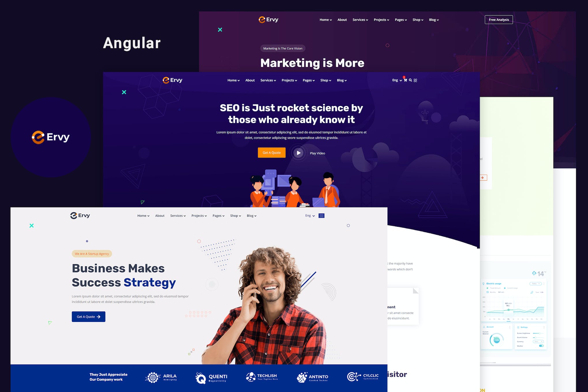 Ervy – Angular 13 IT & Marketing Startup Template