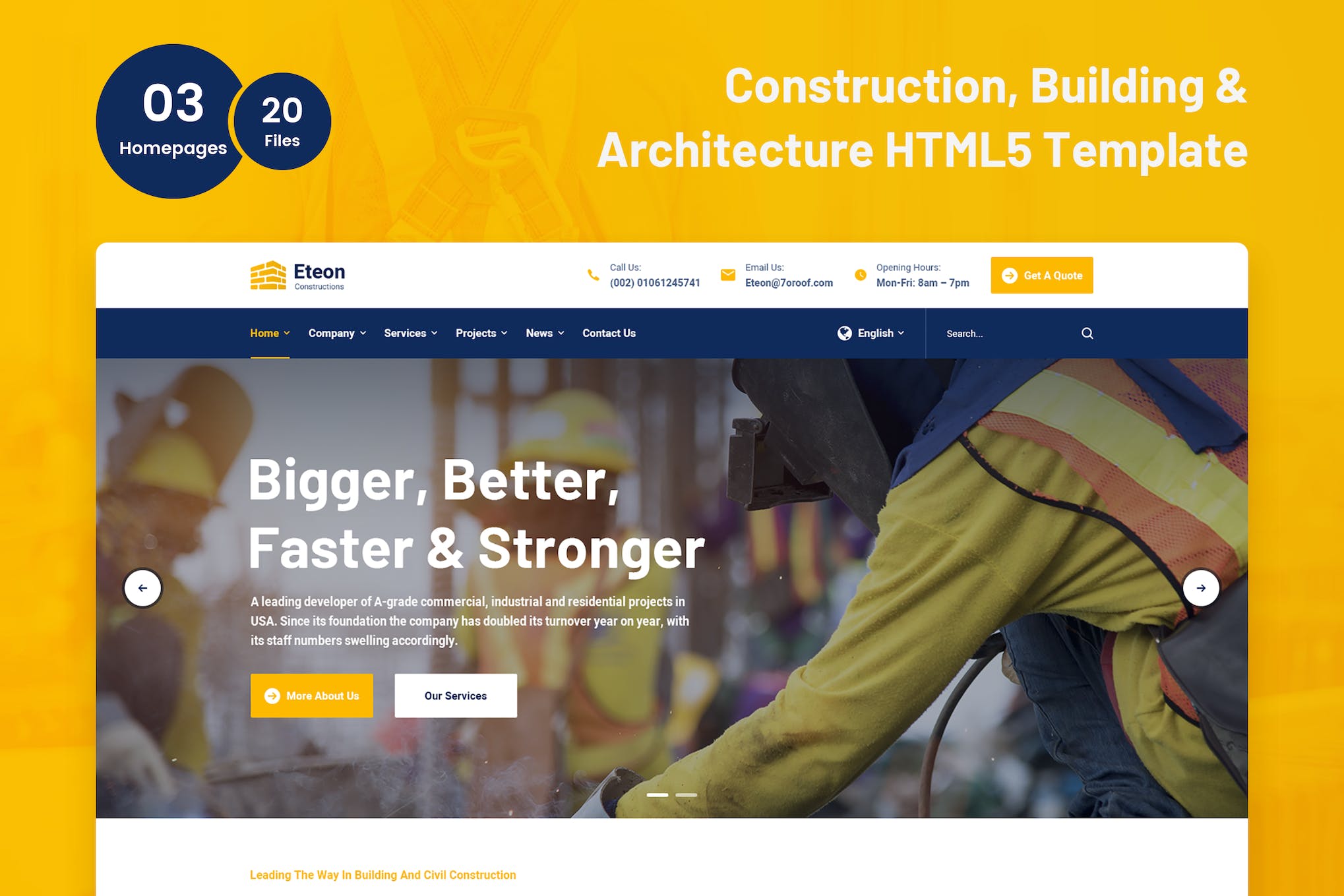 Eteon – Construction and Building HTML5 Template