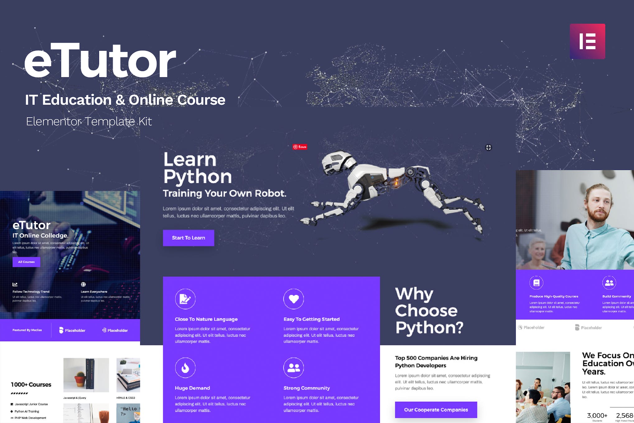 eTutor – Education & Online Course Elementor Pro Template Kit