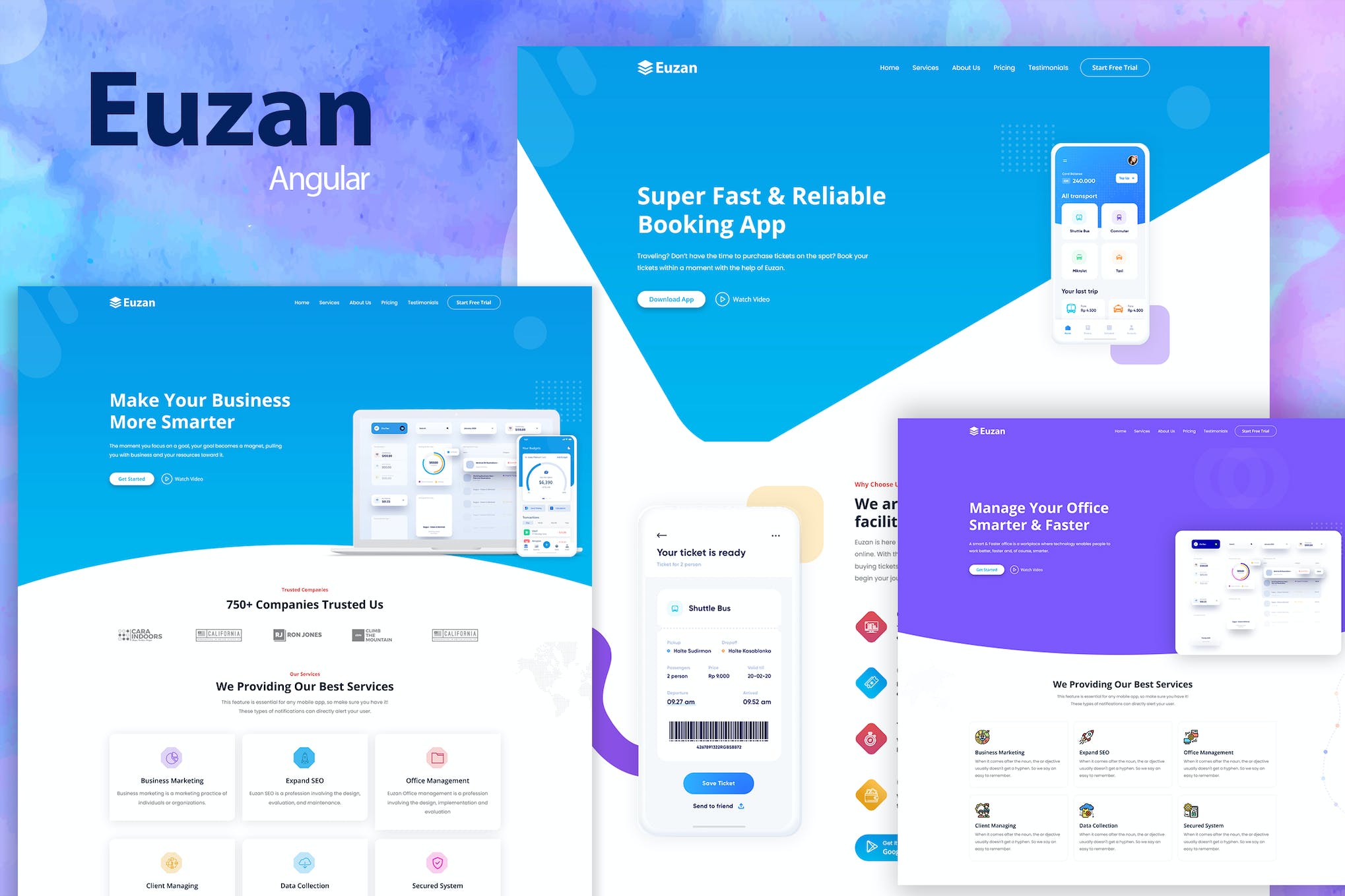 Euzan – Angular Multipurpose Landing Page Template