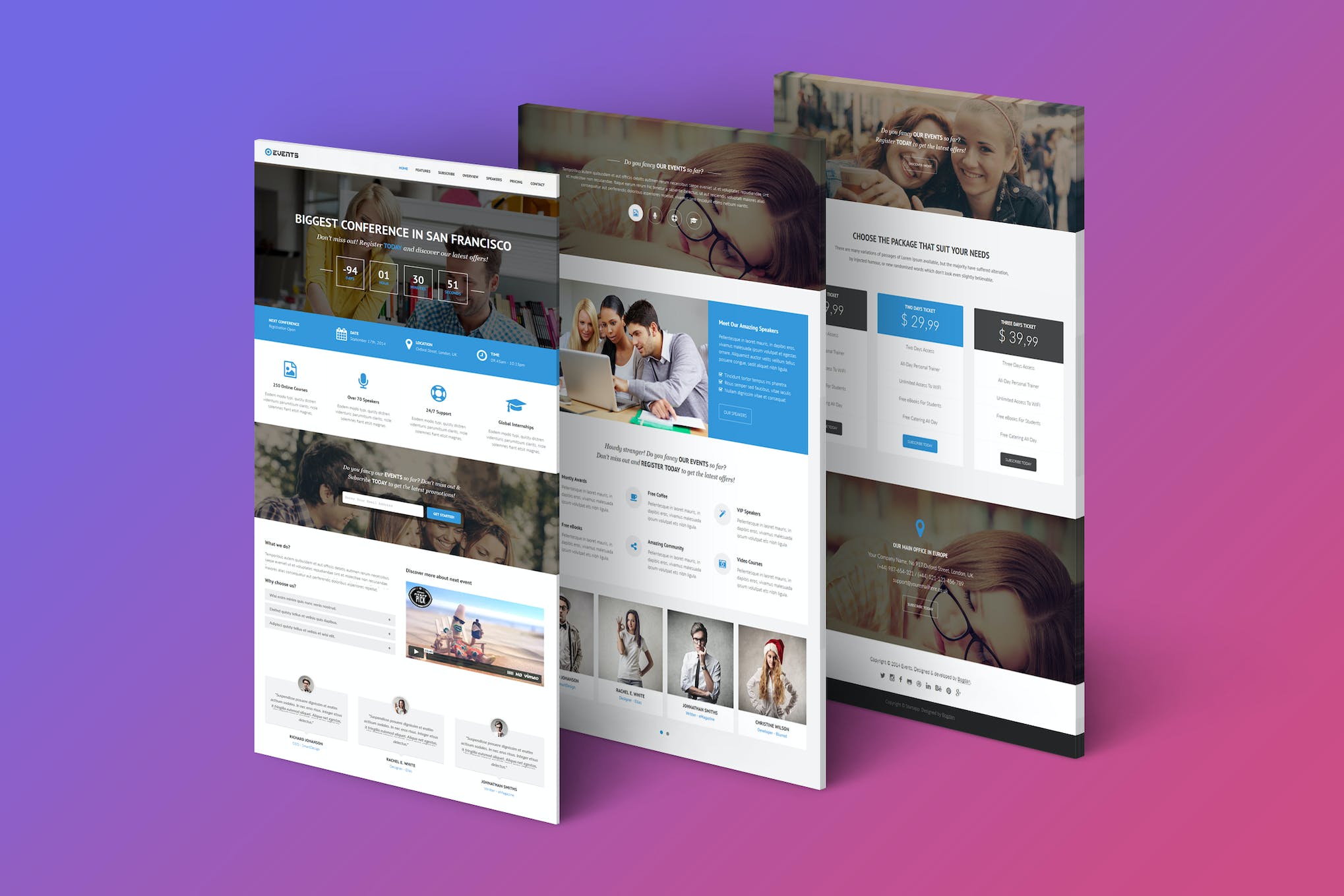 Events – Responsive Landing Page Template