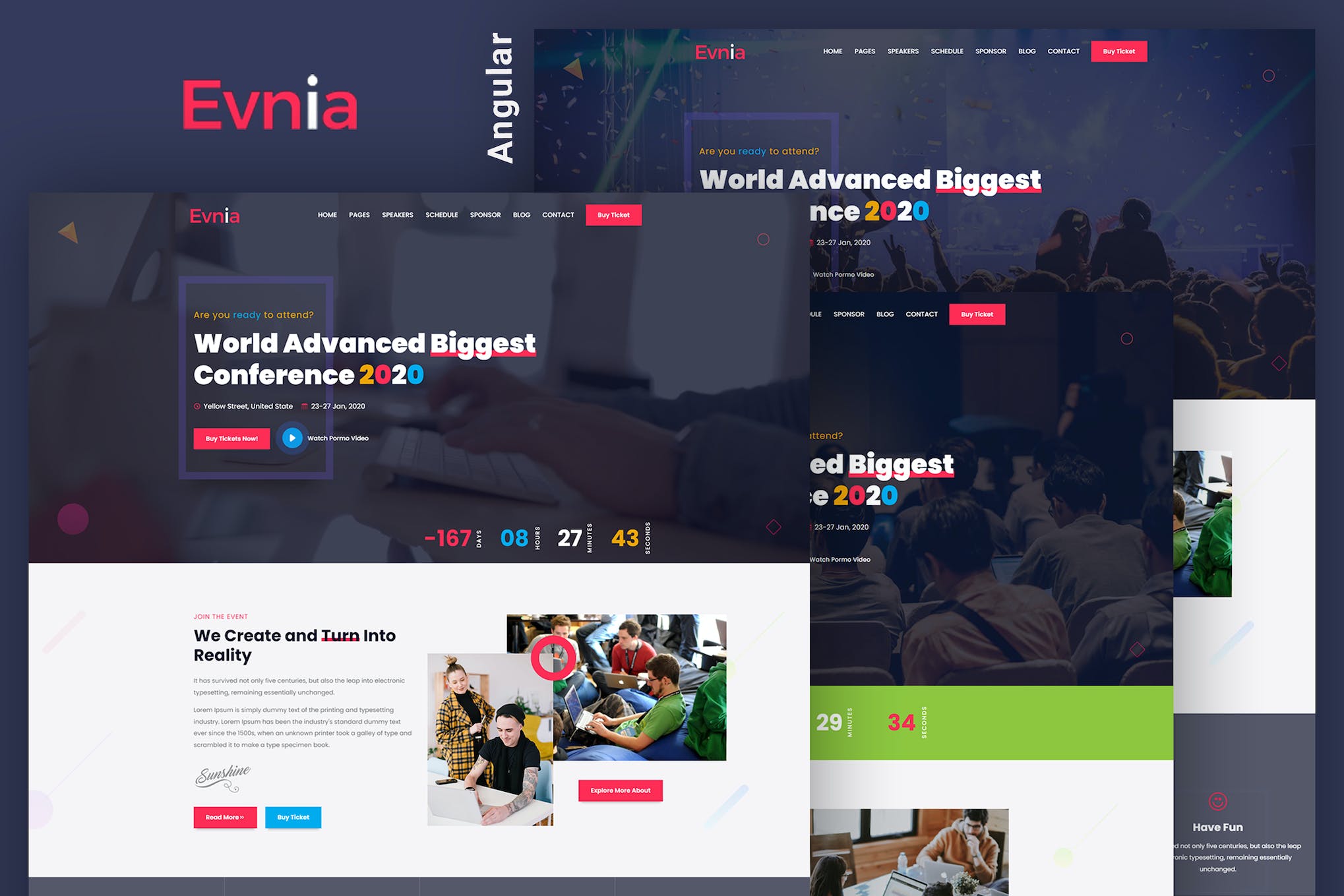 Evnia – React Event Conference & Meetup Template