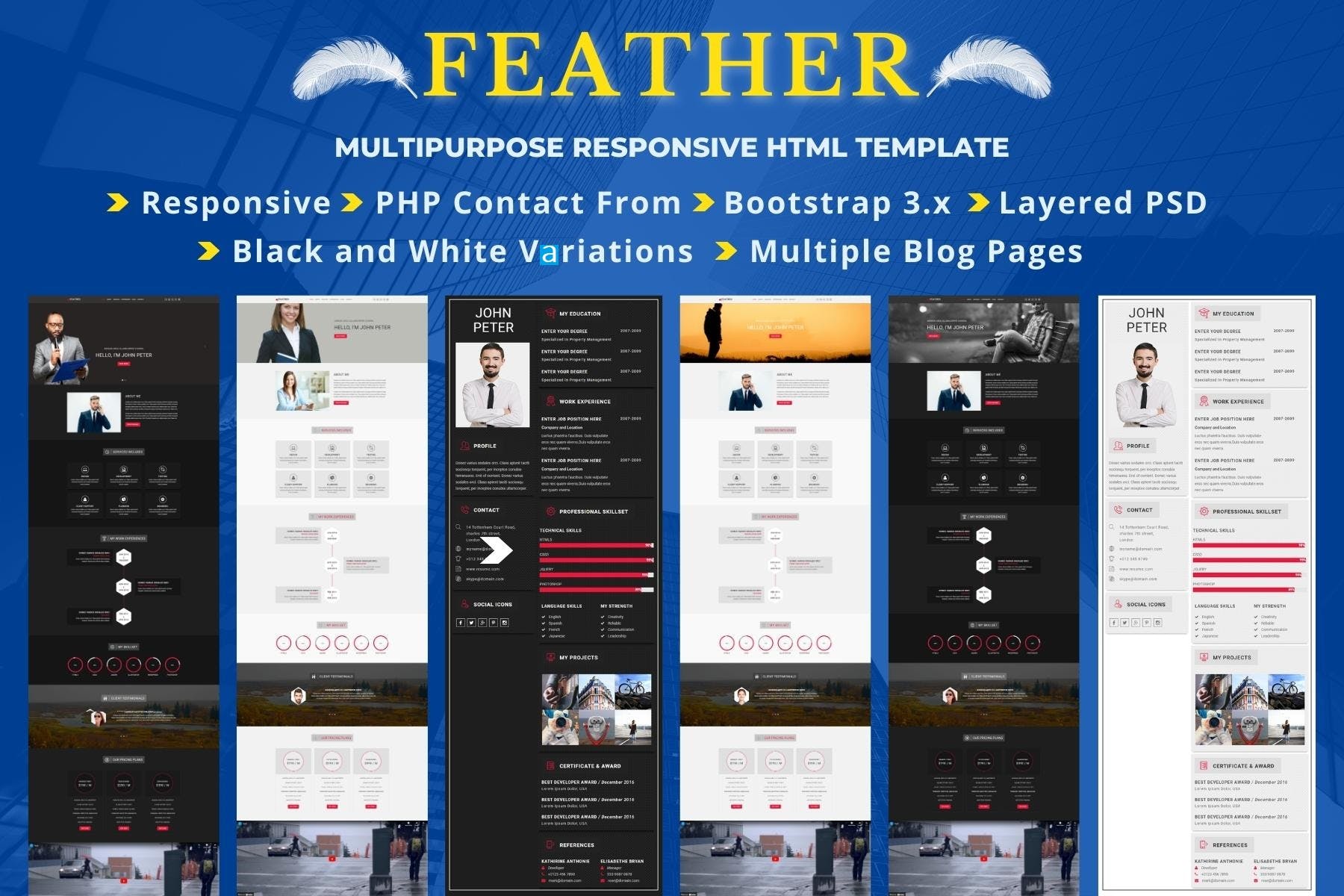 FEATHER – Multipurpose Responsive Landing Pages