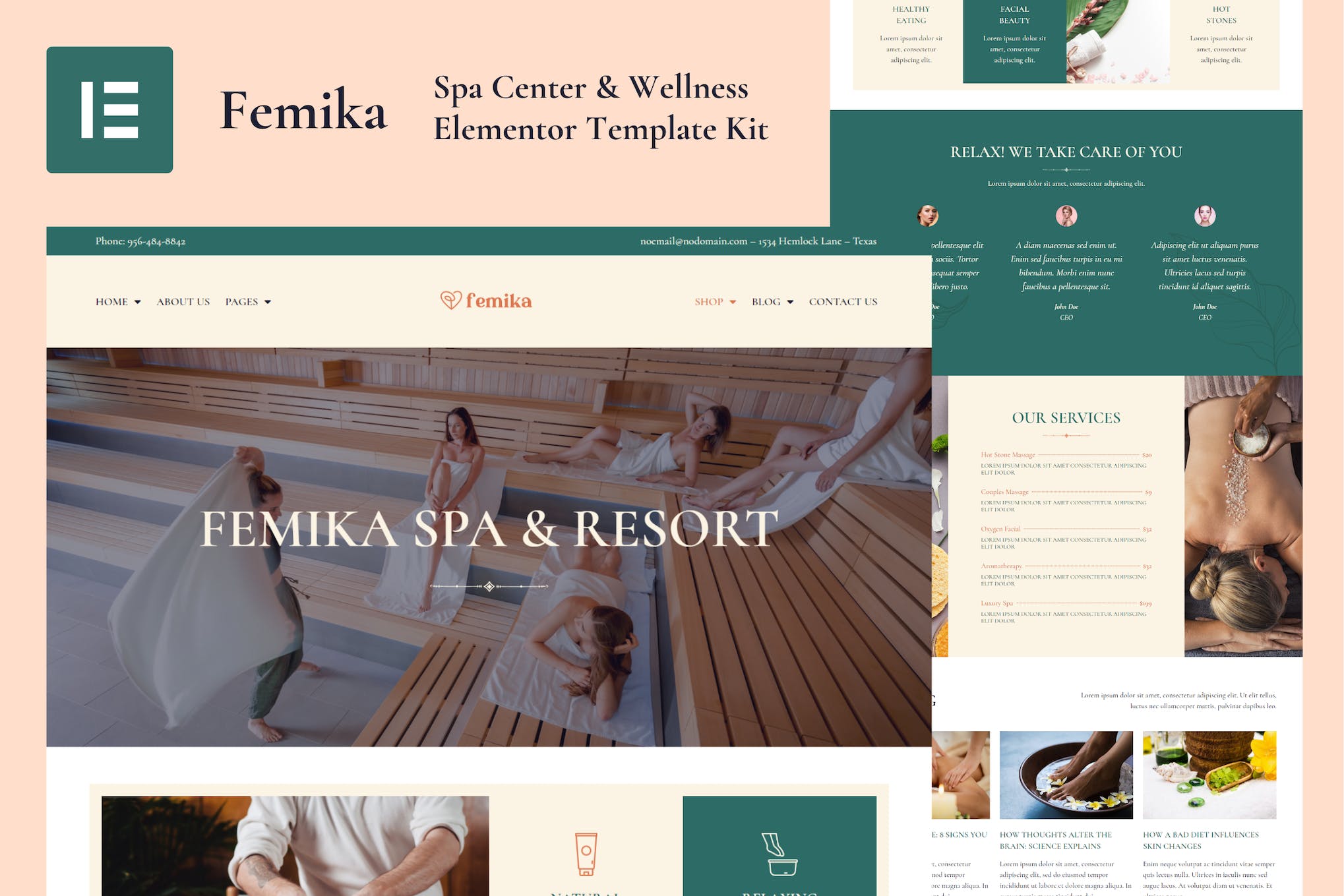 Femika – Spa Center & Wellness Elementor Template Kit