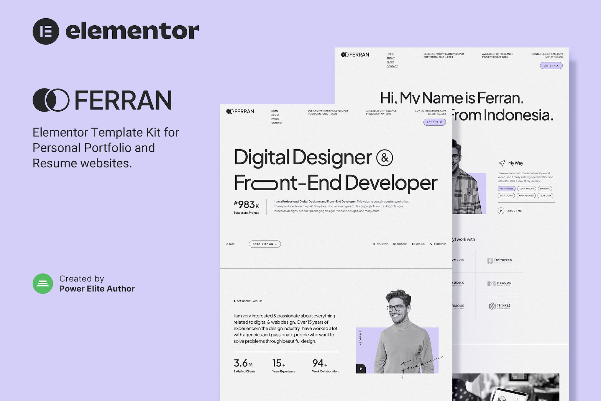 Ferran – Personal Portfolio & Resume Elementor Template Kit