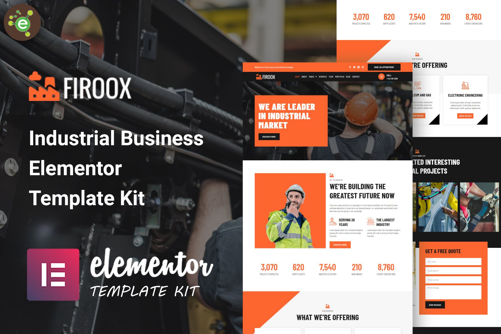 Firoox – Industrial Business Elementor Template Kit