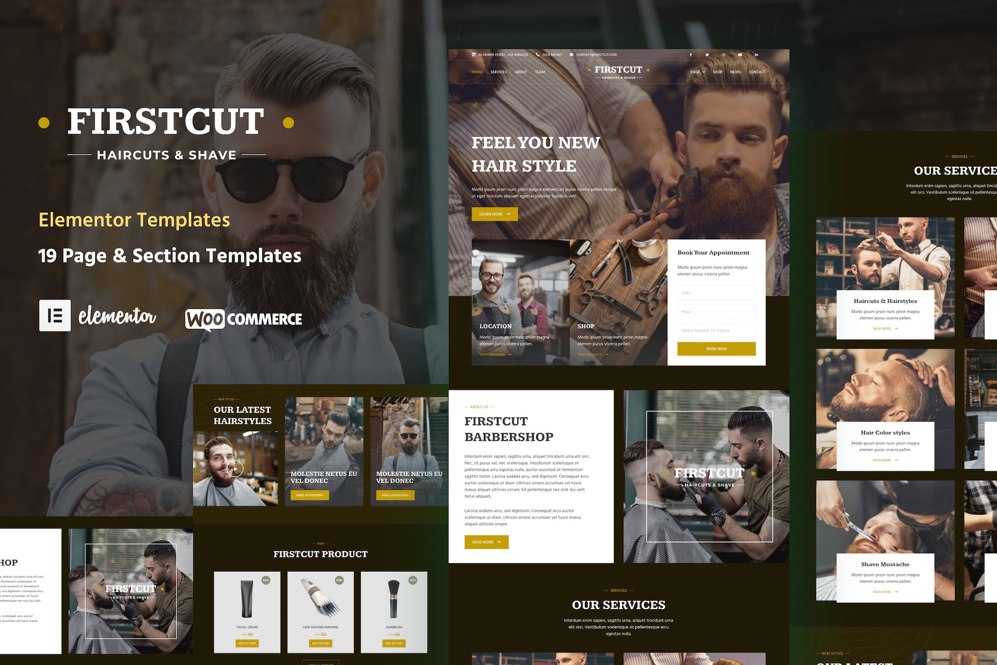 FirstCut – Barbershop & Men’s Grooming Elementor Template Kit