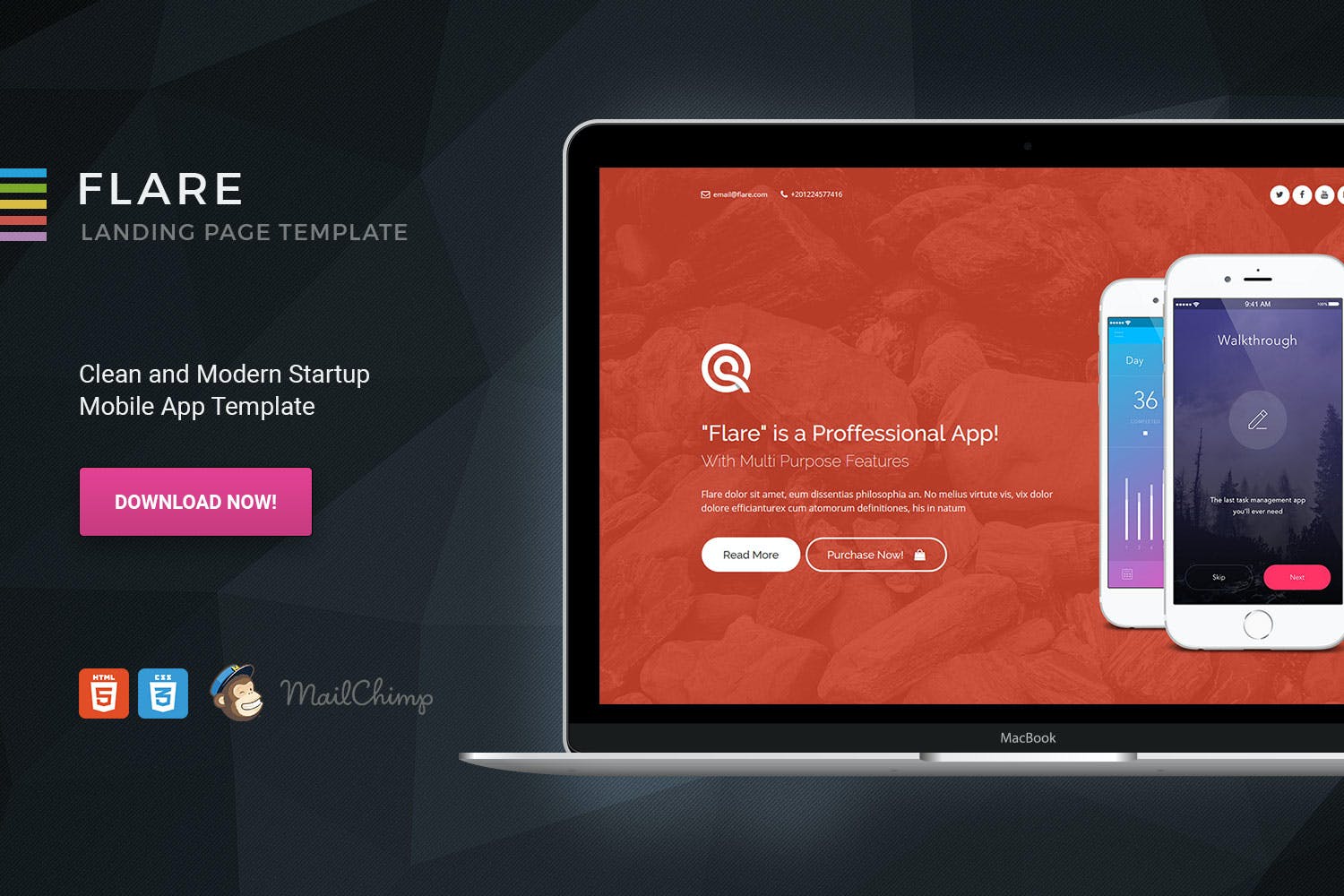 Flare – HTML App Landing Page Template