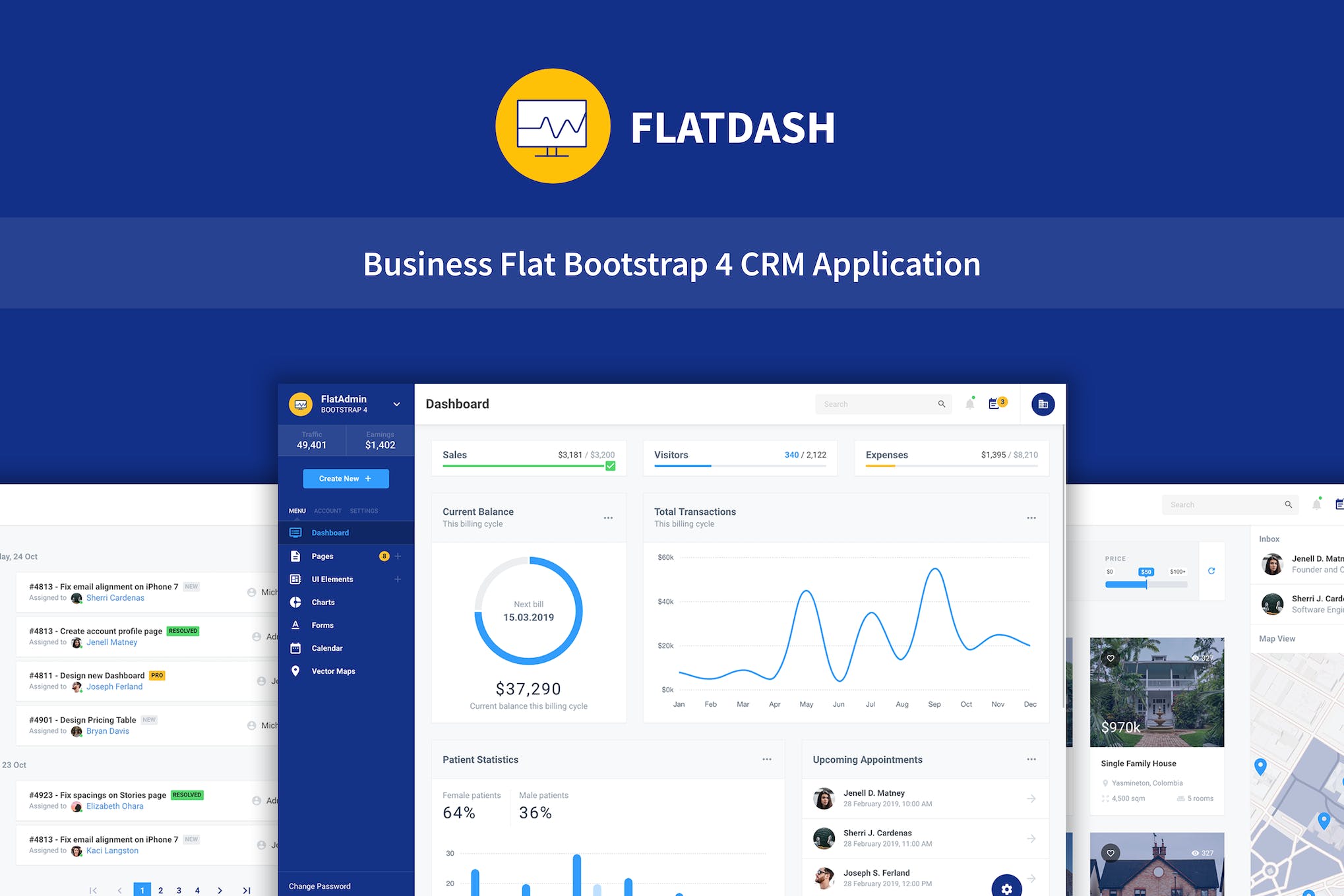 FlatDash – Business CRM Dashboard Application