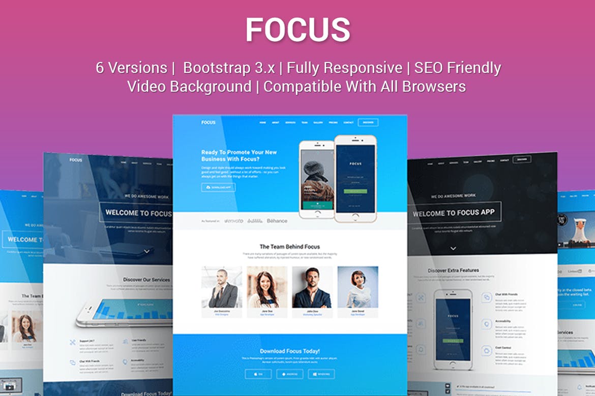 Focus – Multi Purpose App Landing Page Template