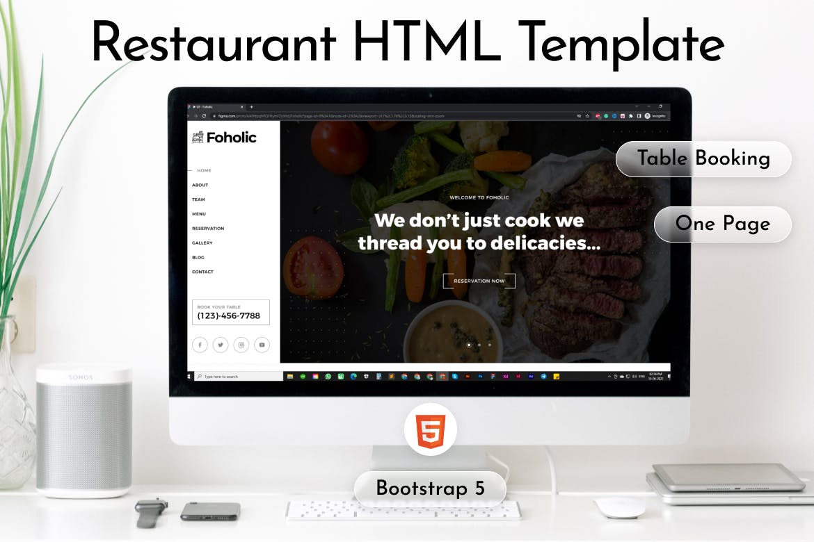 Foholic – One Page Restaurant HTML Template