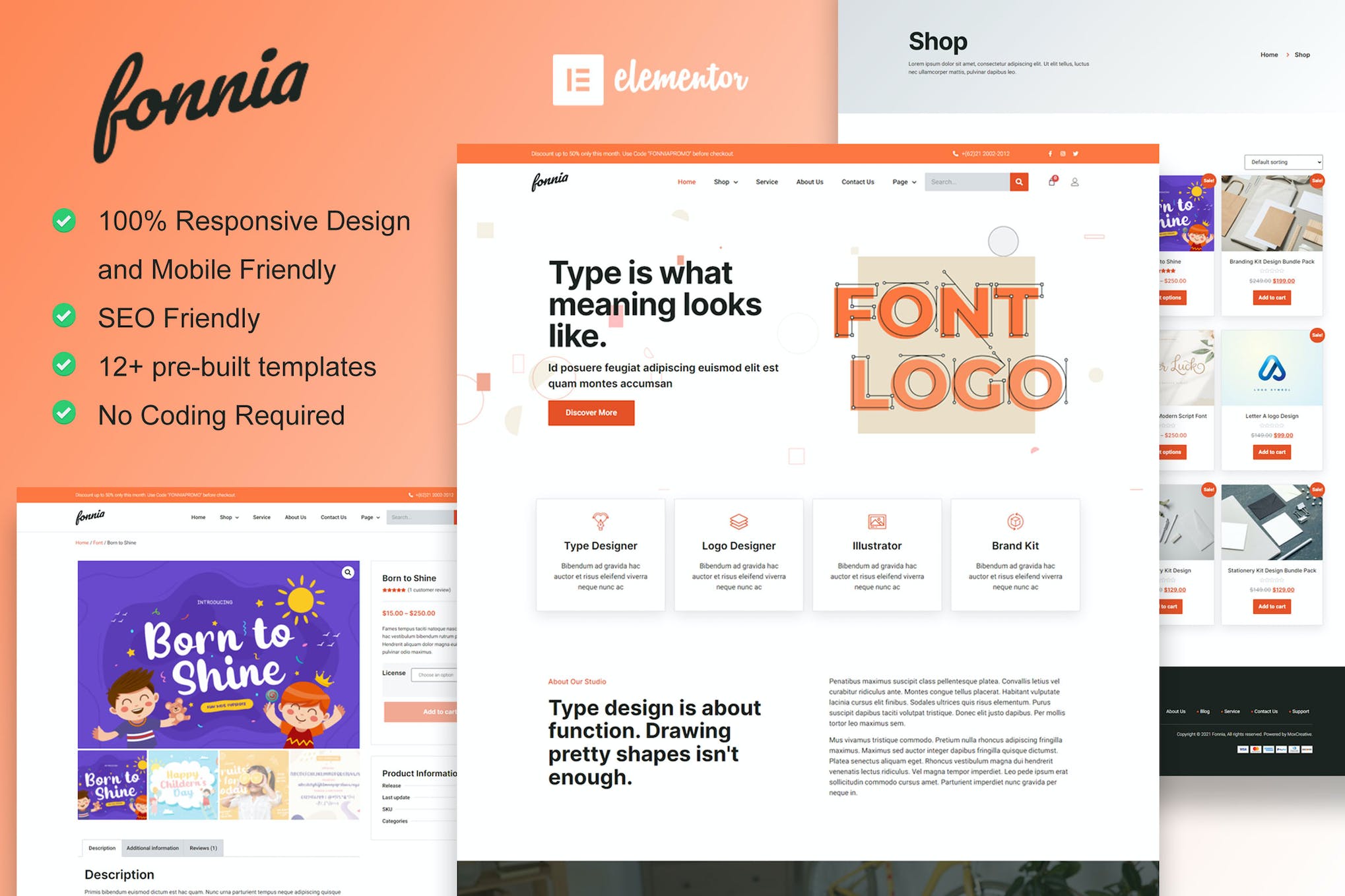 Fonnia – Digital Product Store Elementor Template Kit