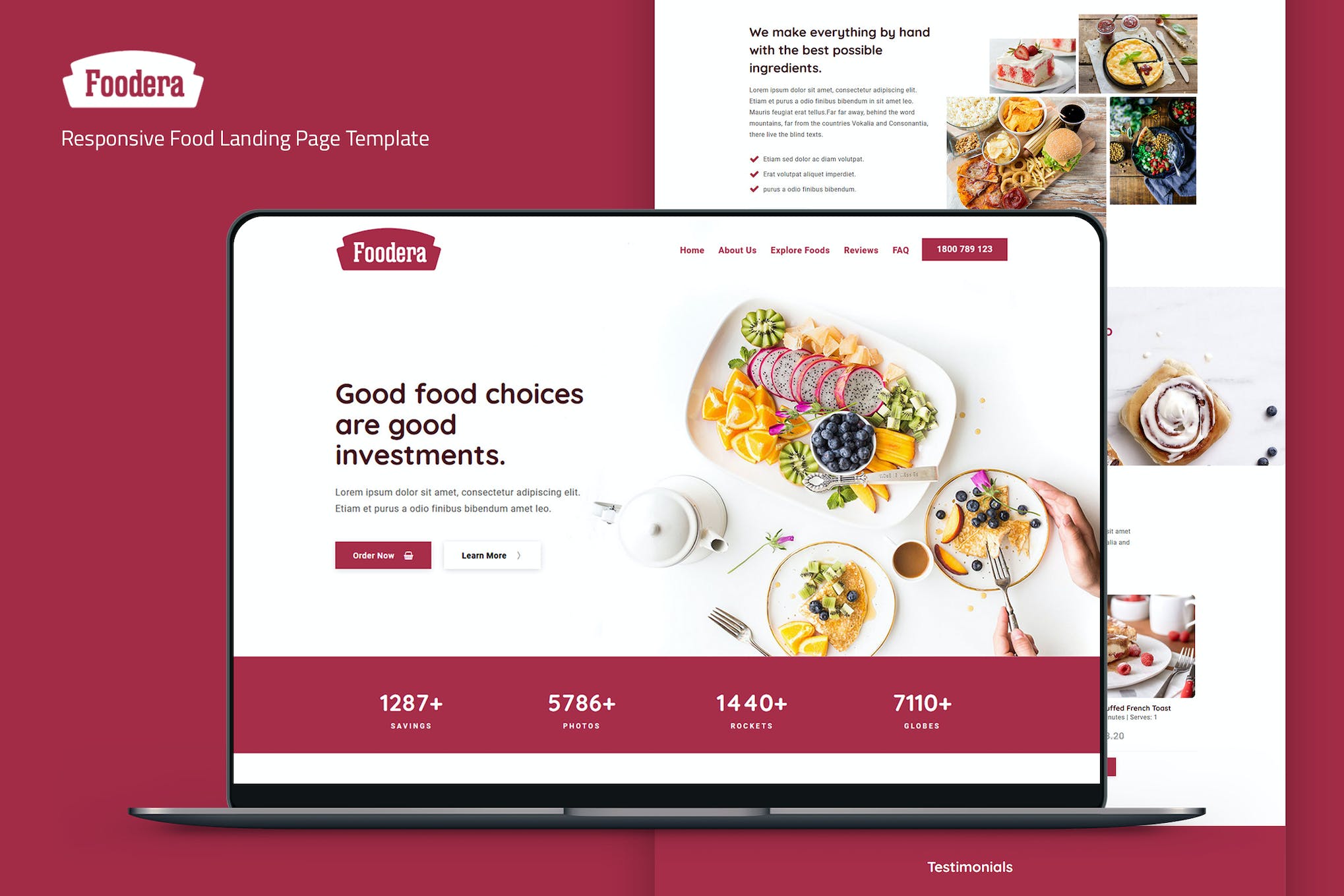 Foodera – Responsive Food Landing Page Template