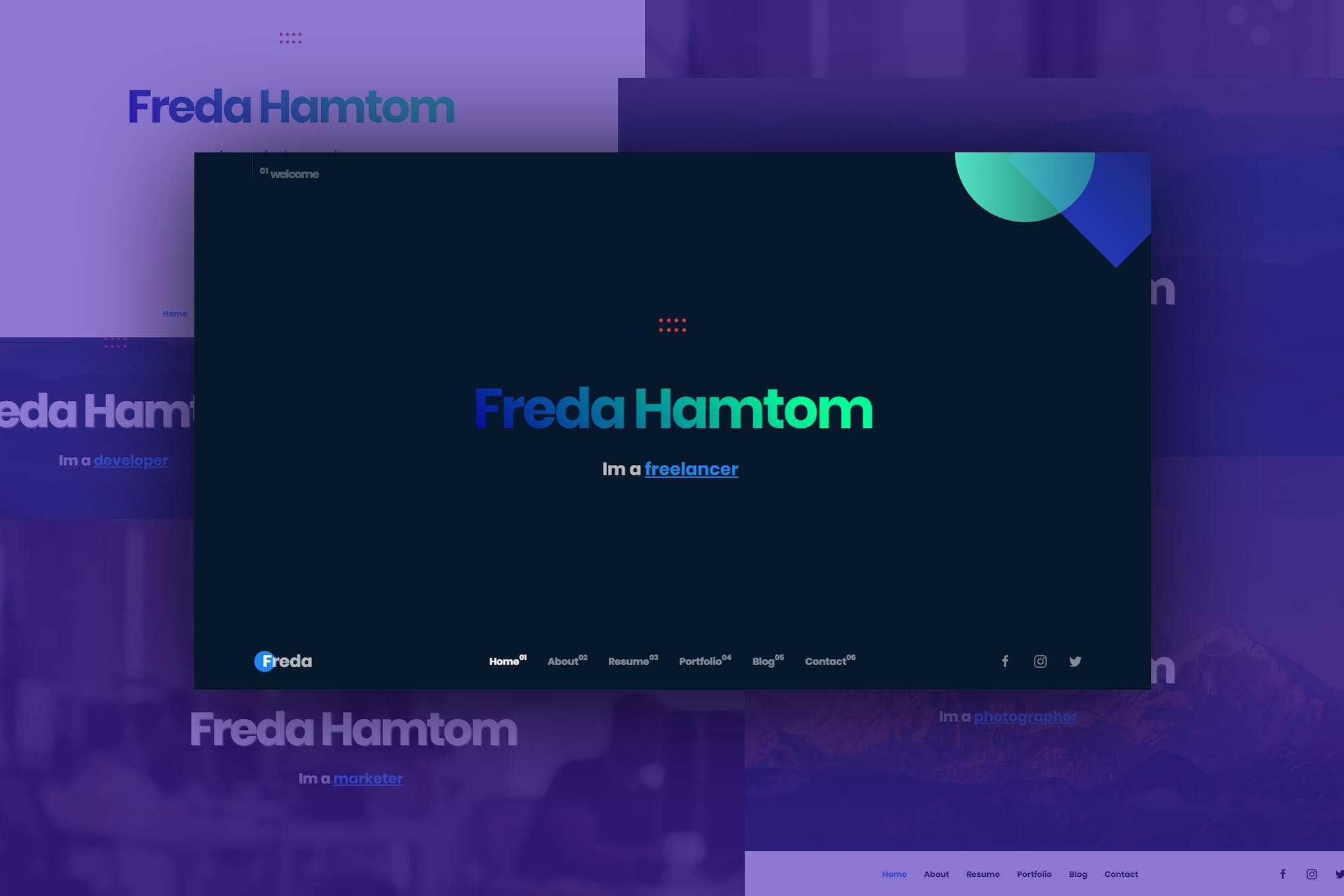 Freda Personal Resume / Portfolio / HTML Templete