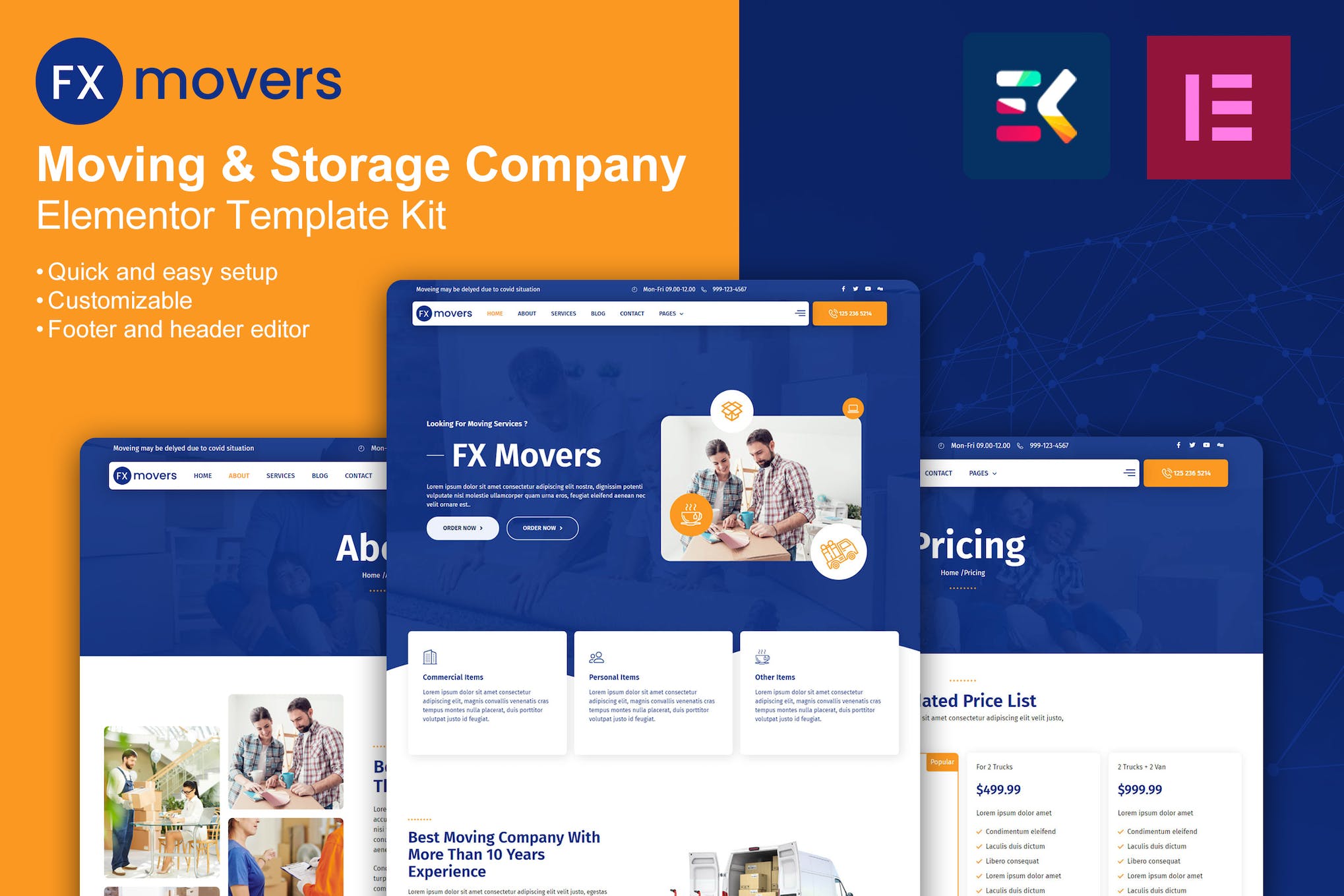 FX Movers – Moving & Storage Company Elementor Template Kit