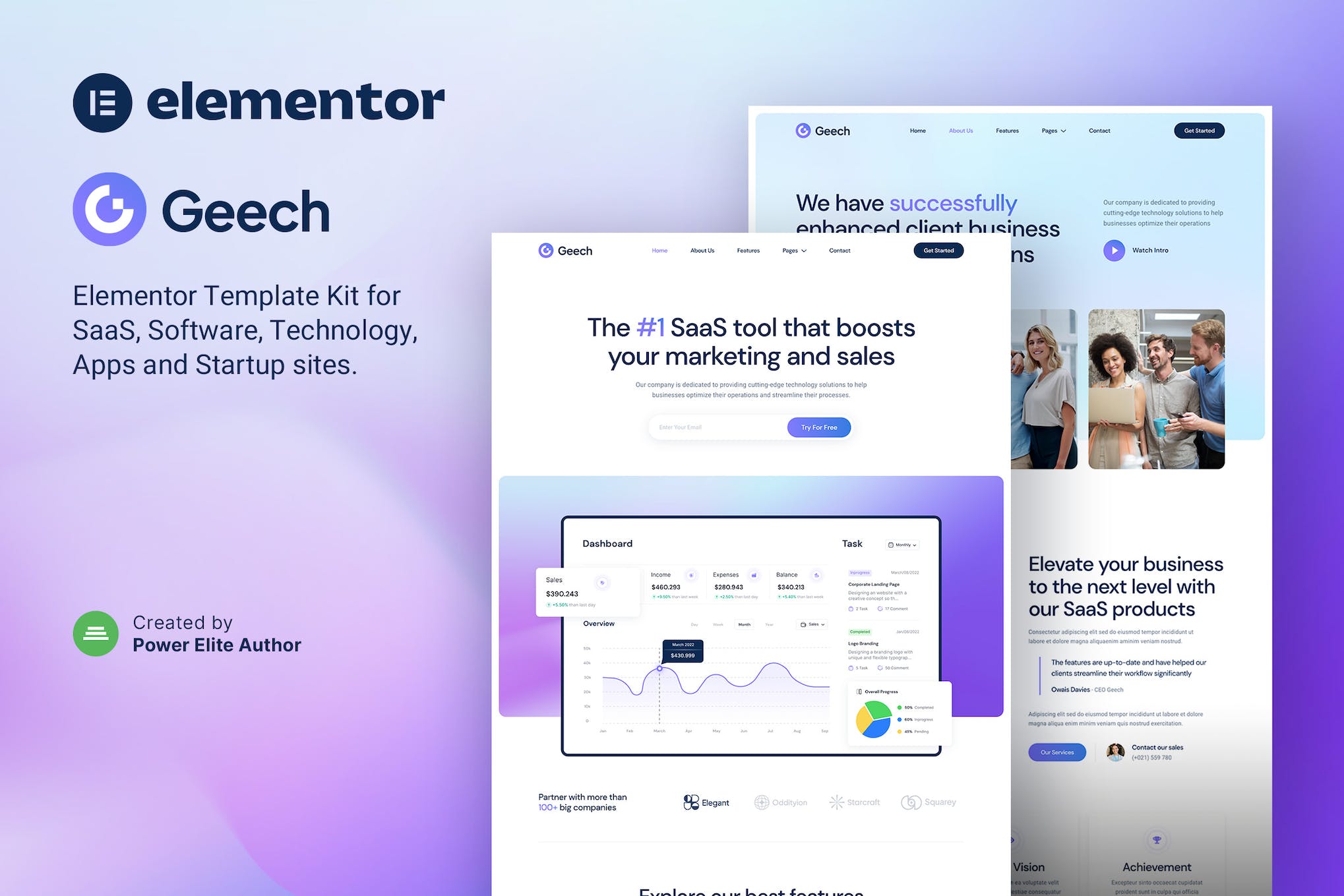 Geech – SaaS & Tech Startup Company Elementor Template Kit