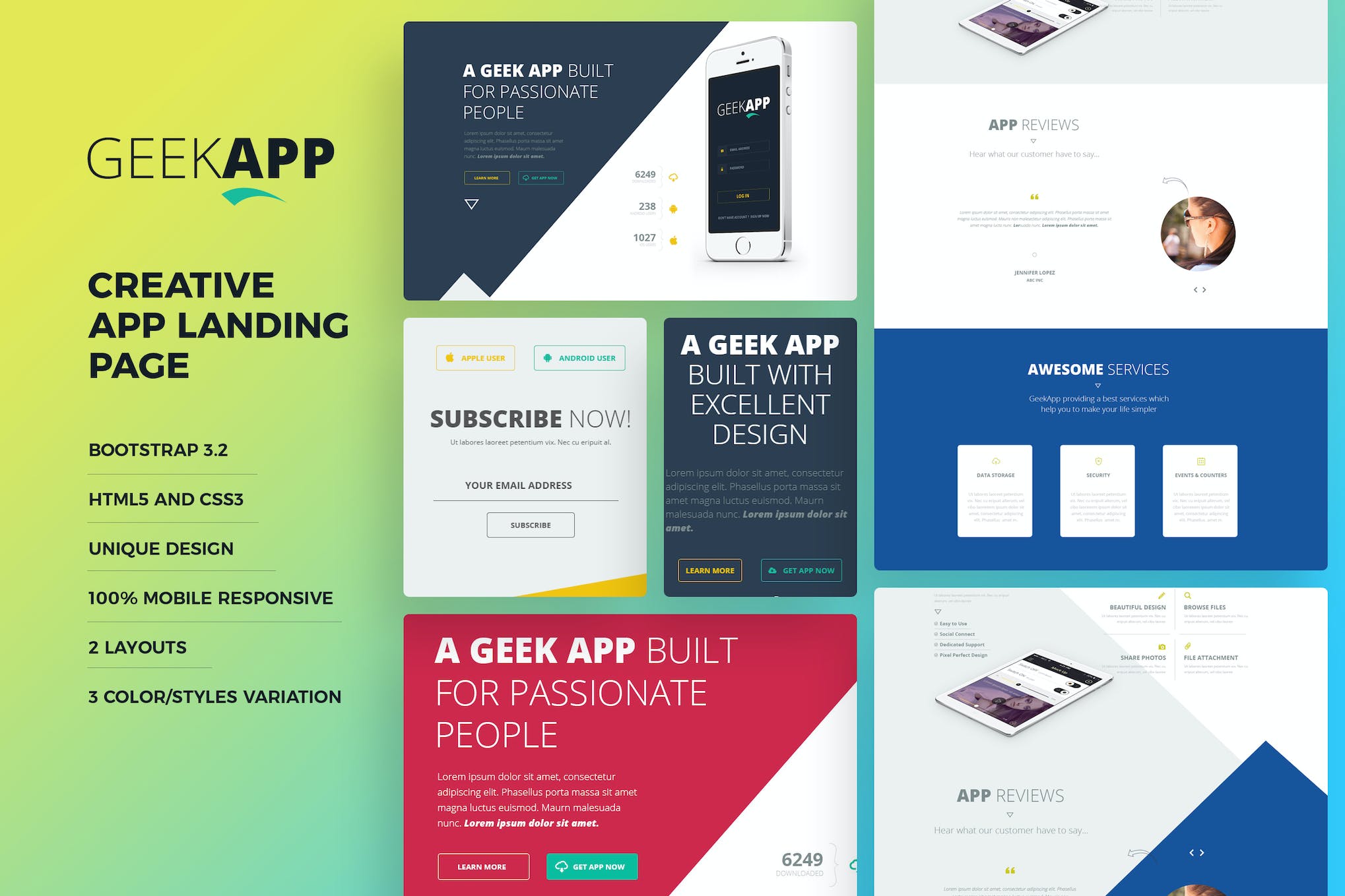 GeekApp – Creative App Landing Page HTML Template