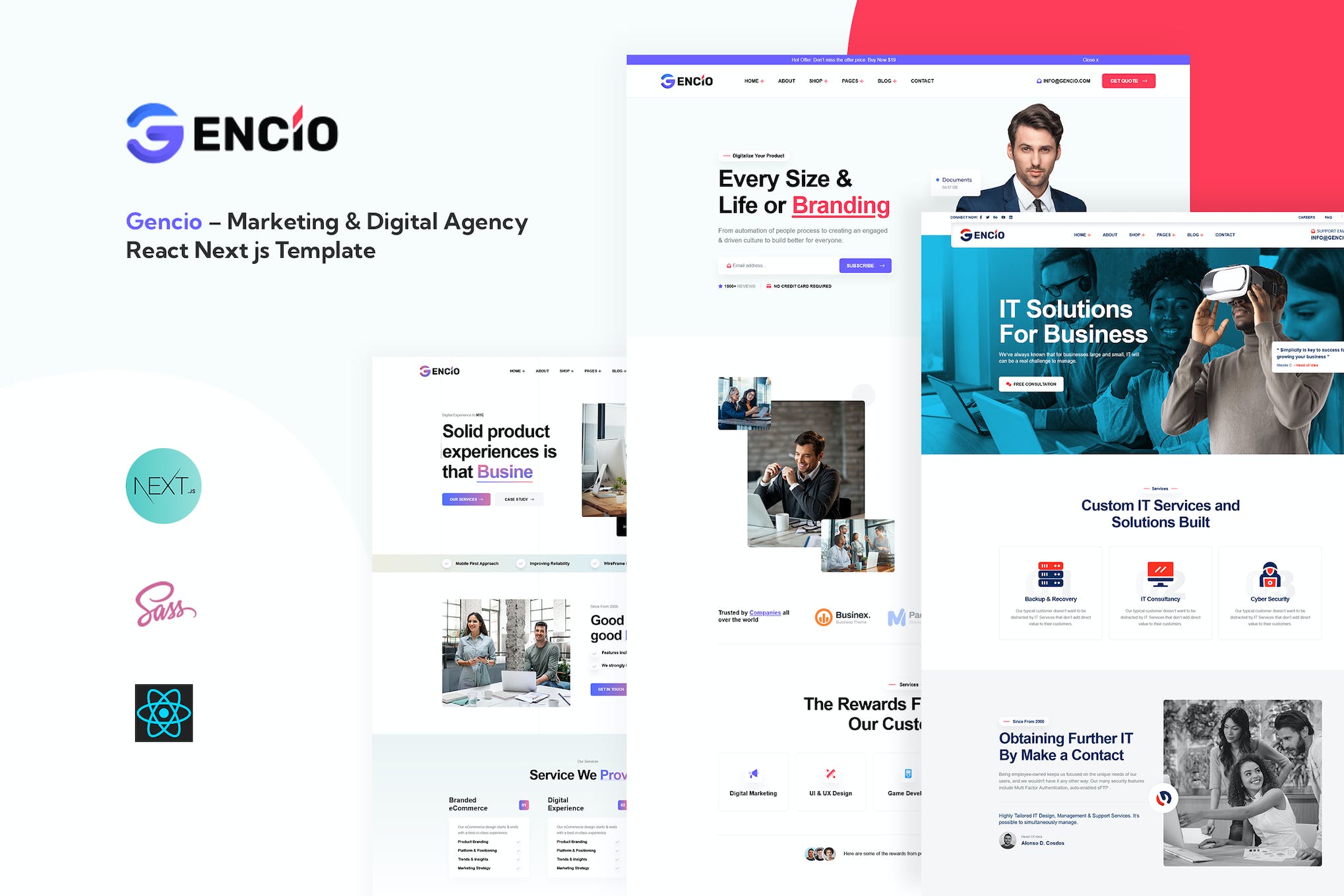 Gencio – Marketing & Digital Agency React Next js