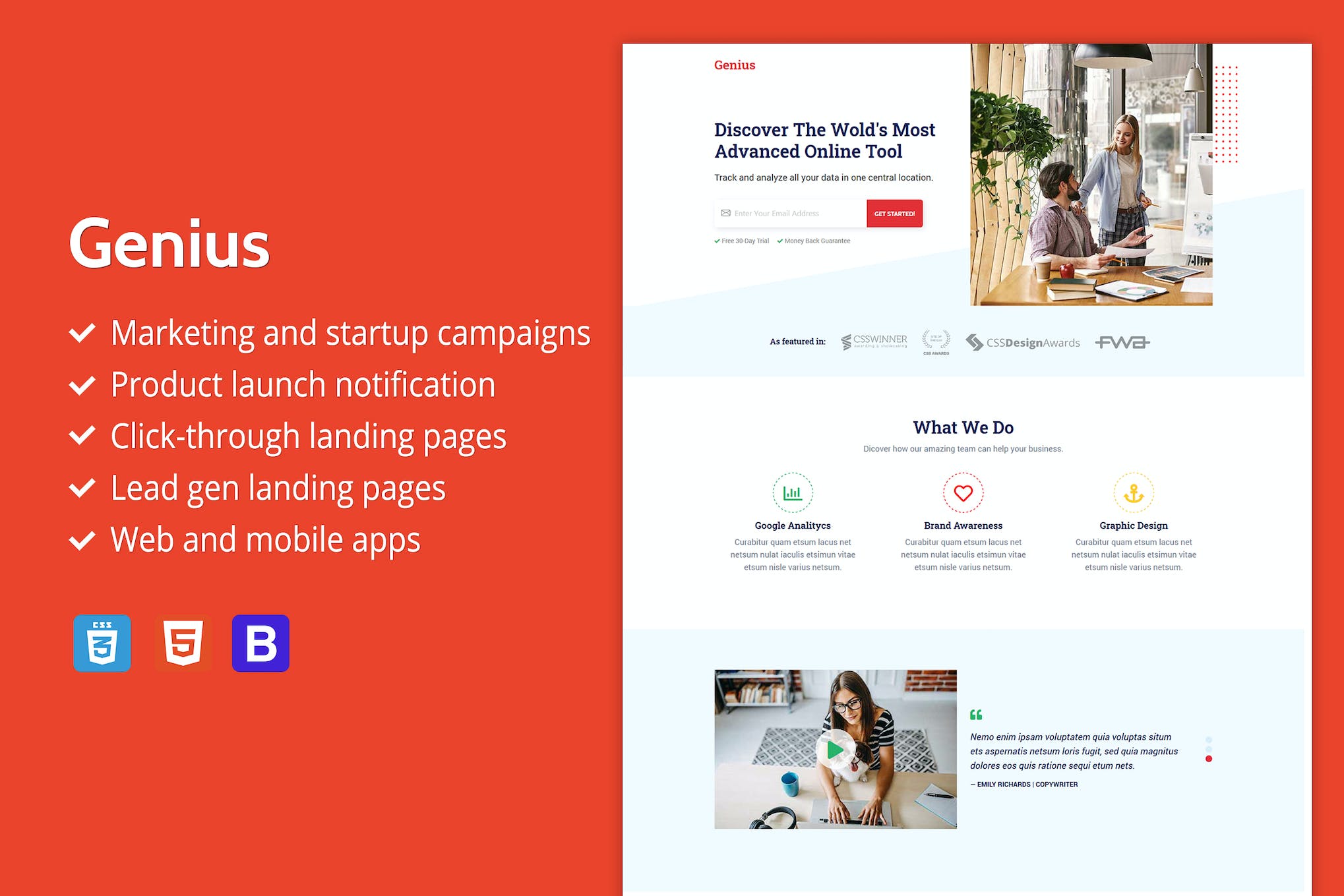 Genius – Premium HTML Landing Page Template