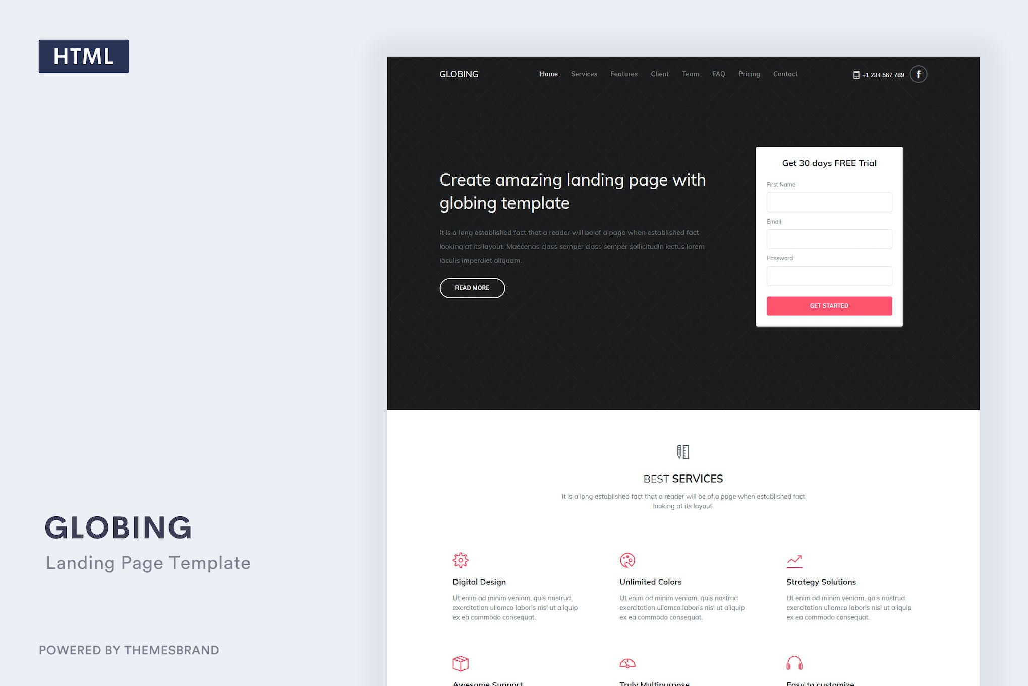 Globing – Landing Page Template