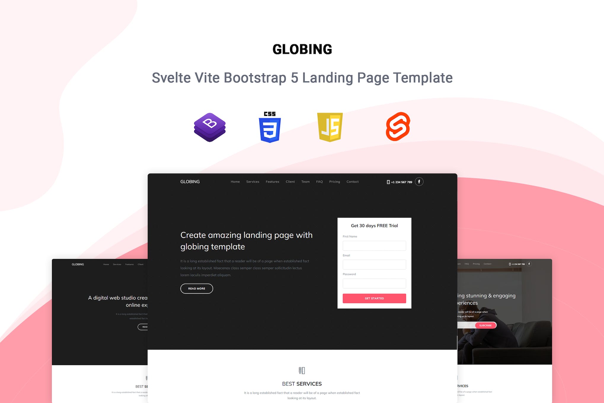 Globing – Svelte Landing Page Template