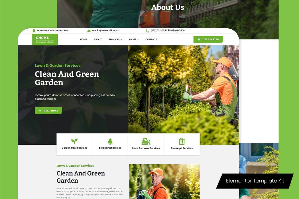 Gnome – Lawn & Garden Care Services Elementor Template Kit